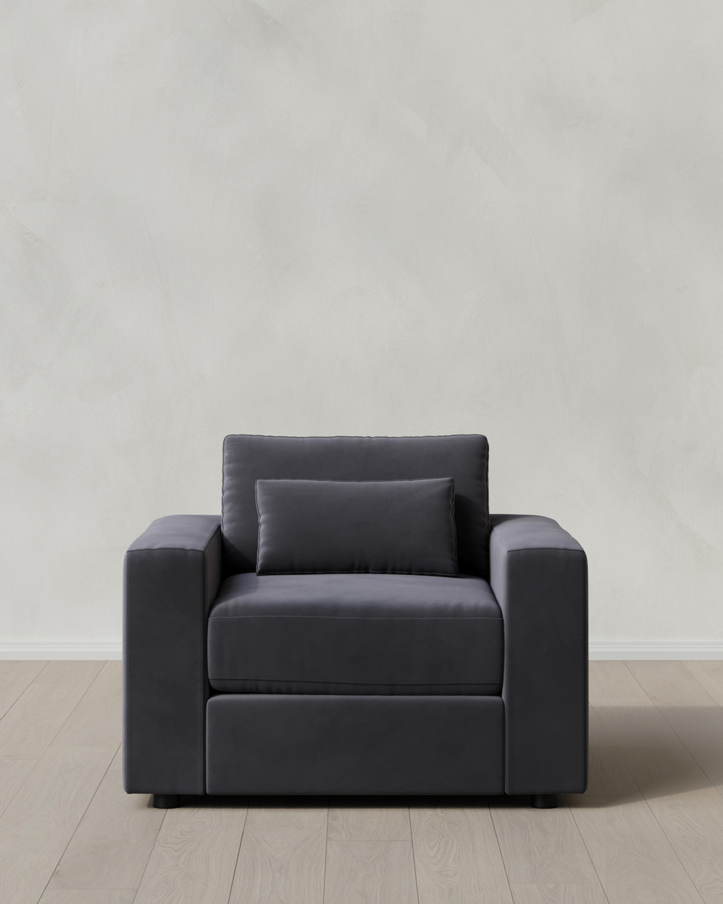 0042 Square Arm Deep Seat Chair and a Half 46 Performance Velvet Gunmetal