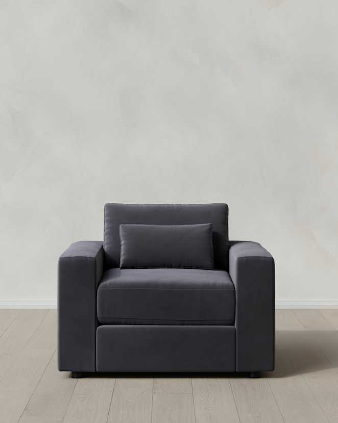 0042 Square Arm Deep Seat Chair and a Half 46 Performance Velvet Gunmetal