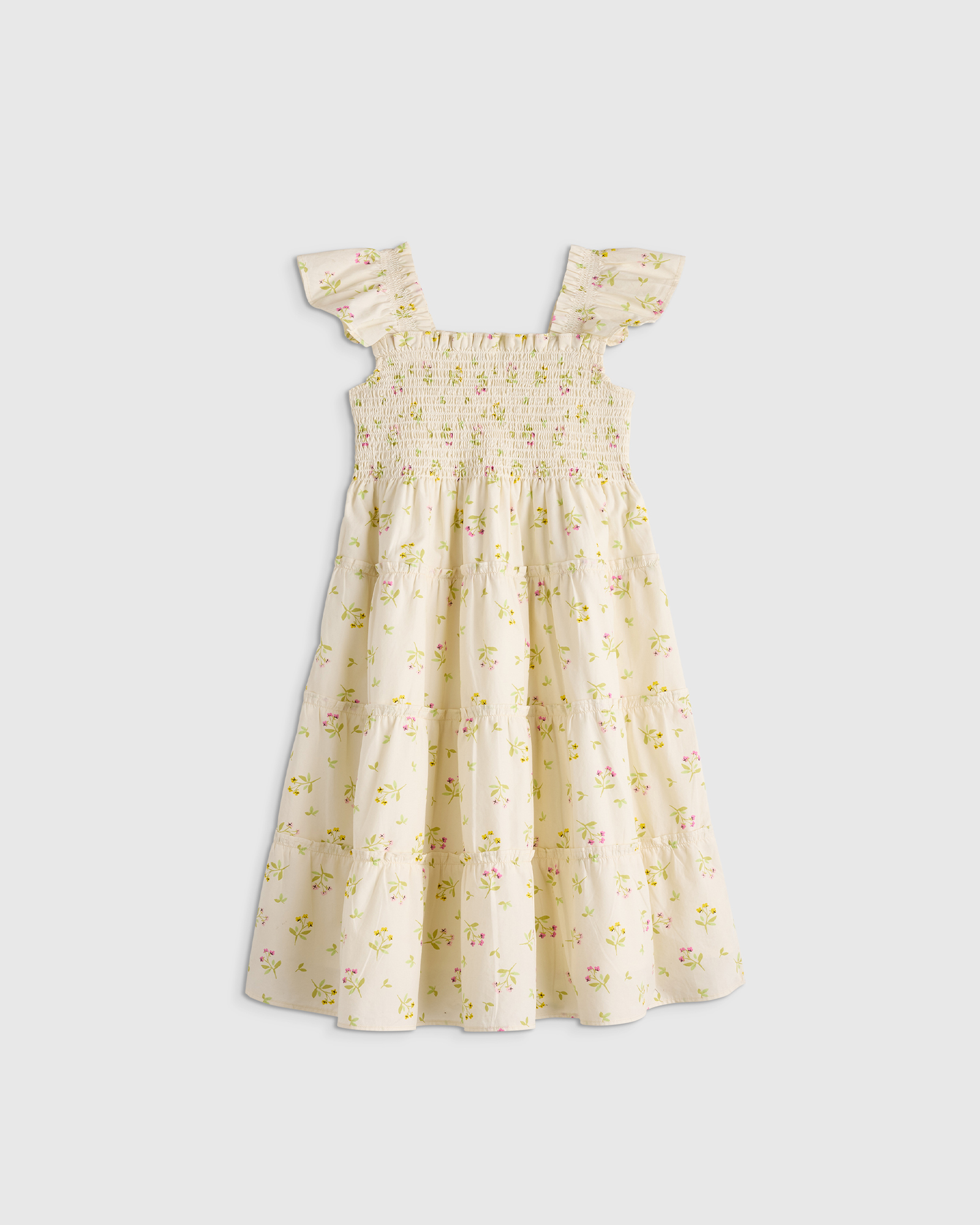 Floral Sprigs 100% Organic Cotton Poplin Smocked Dress