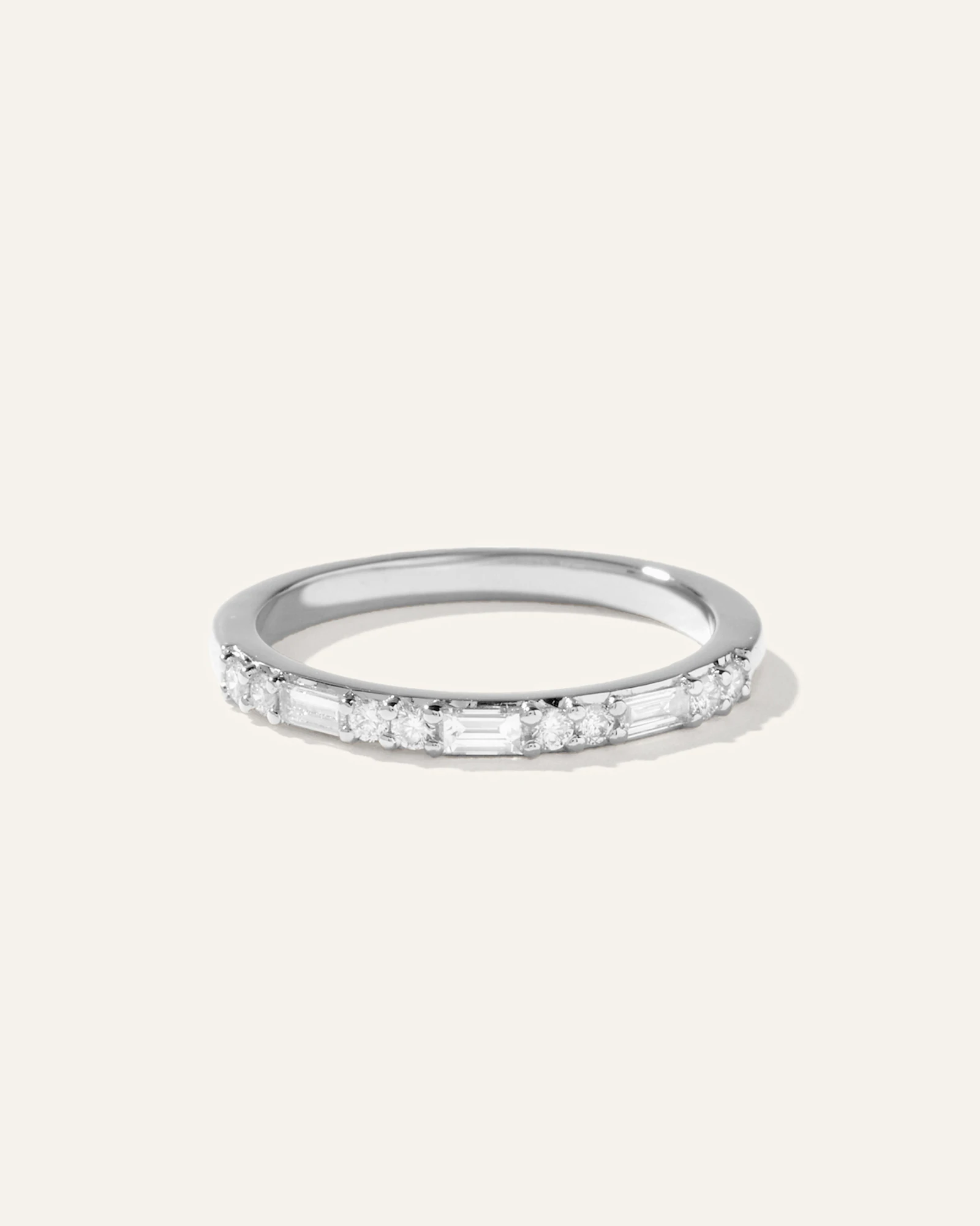 14K Gold Lab Grown Diamond Alternating Baguette & Round Band