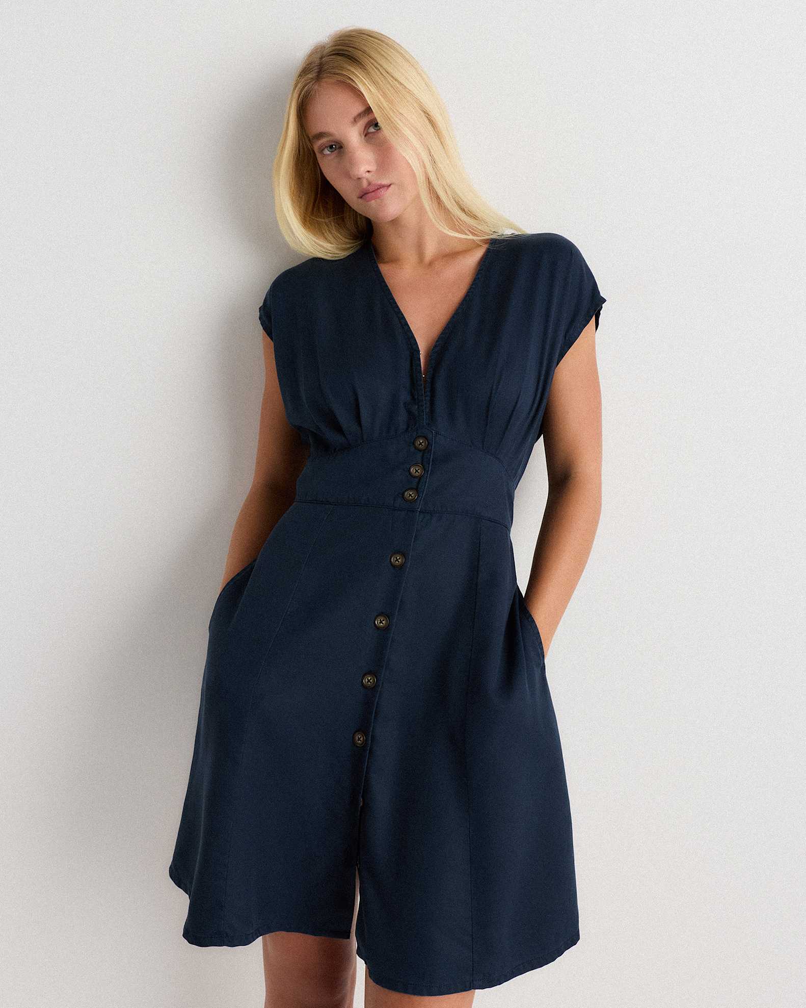 blue tencel dress Petite Studio's Elisha Tencel Dress in Sky