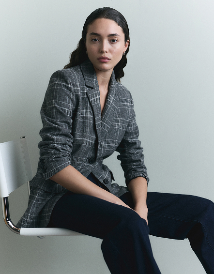 Classic Glen Plaid Italian Wool Oversized Blazer