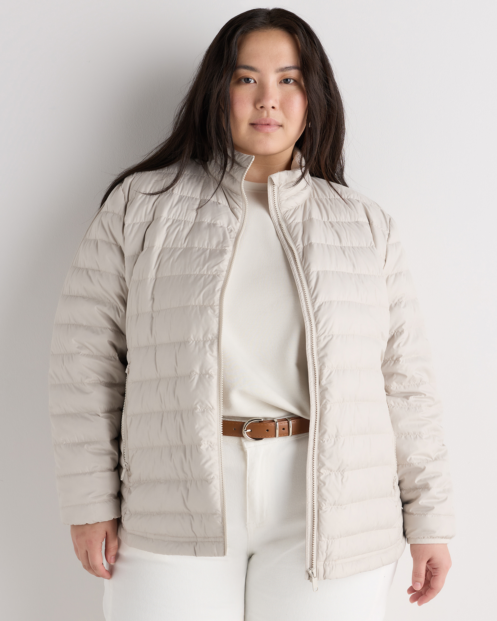 Travertine Beige Lightweight Down Packable Puffer Jacket