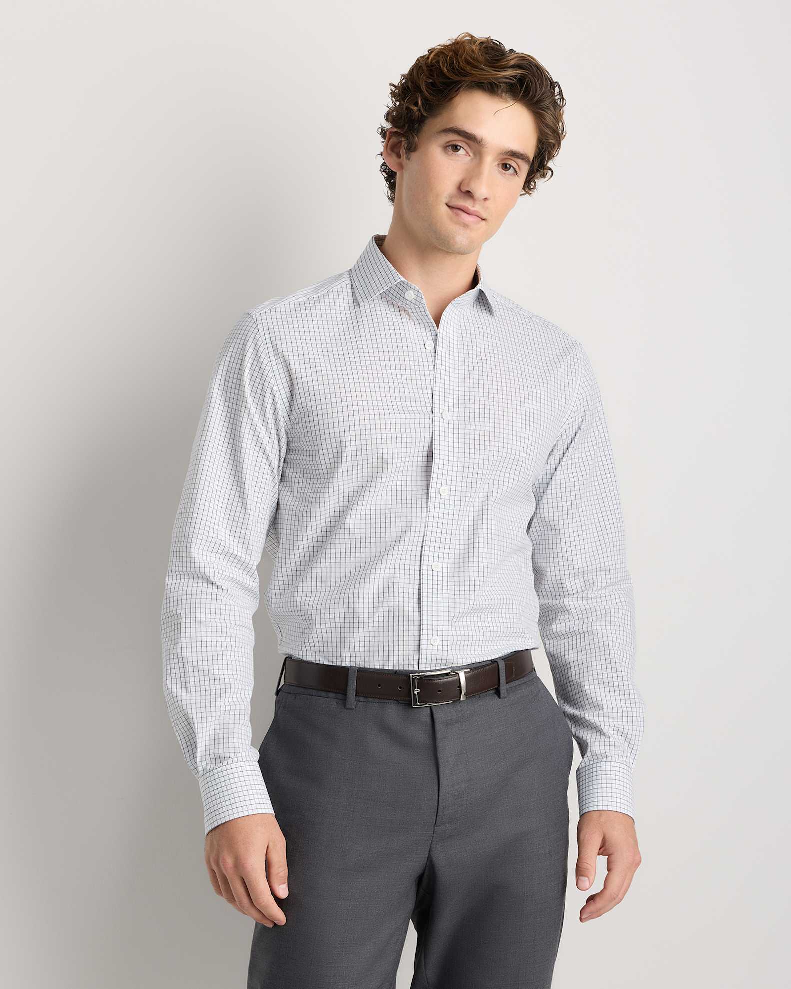cotton dress shirt The Black Tux Shirt-Classic In White And the solid oxford cloth shirt gets an extra boost of integrity with iconic Bobby Jones Player tape in the placket Men's Stretch Poplin Dress Shirt