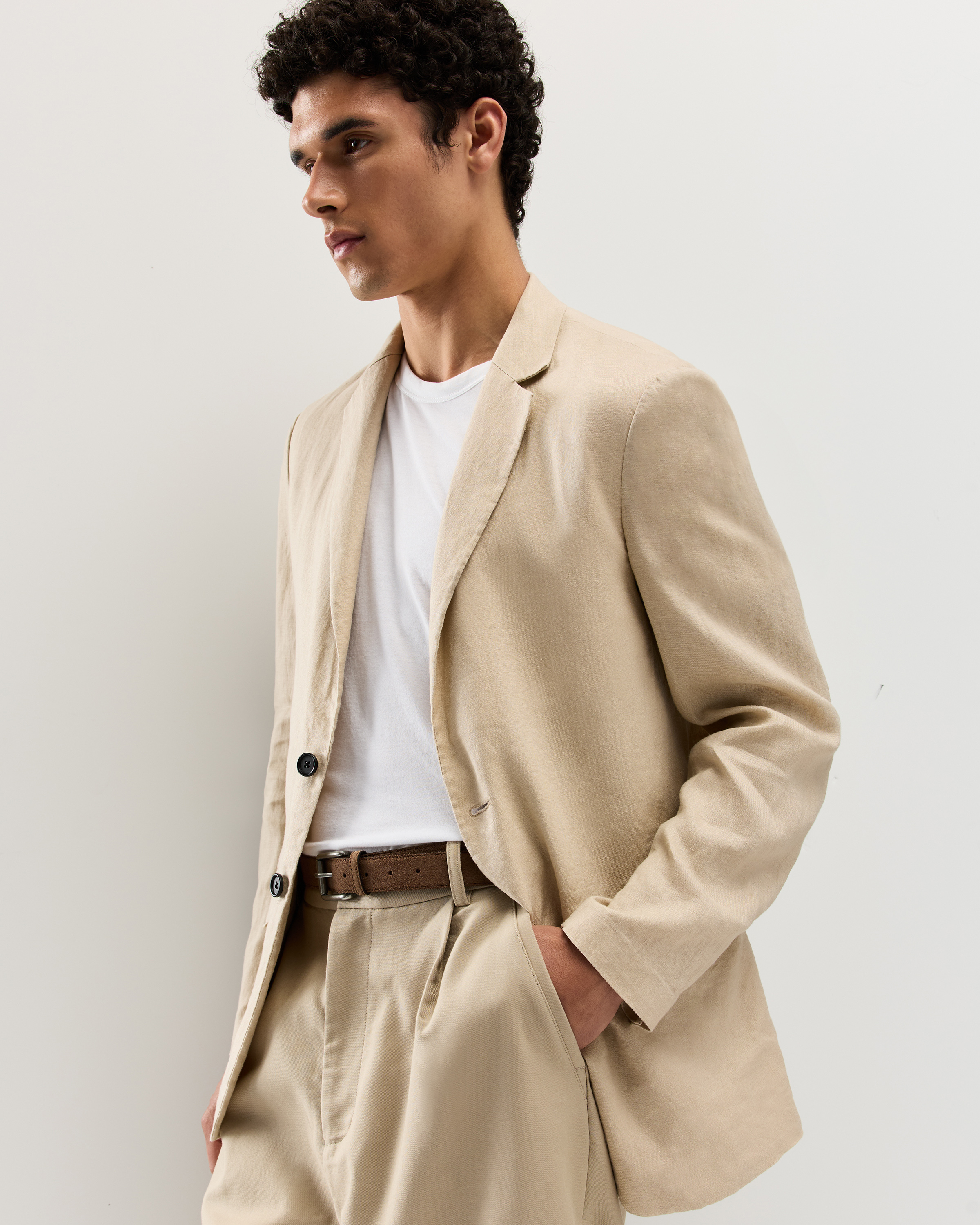 ジャケット・アウター 80s 90s EURO linen tailored jacket beige 100% European Linen Blazer
