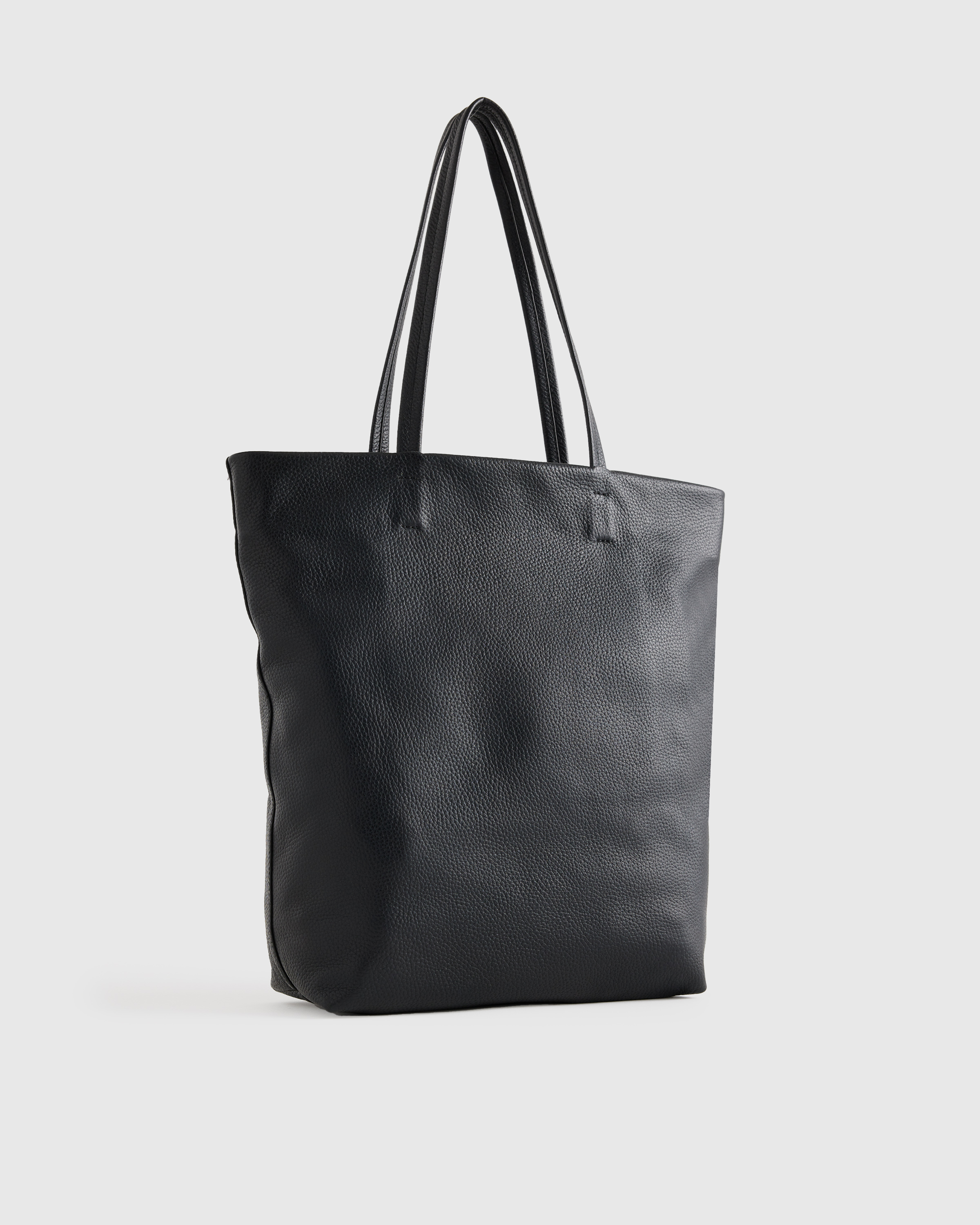 Italian Leather Tall Zip Top Tote - Thumbnail 4
