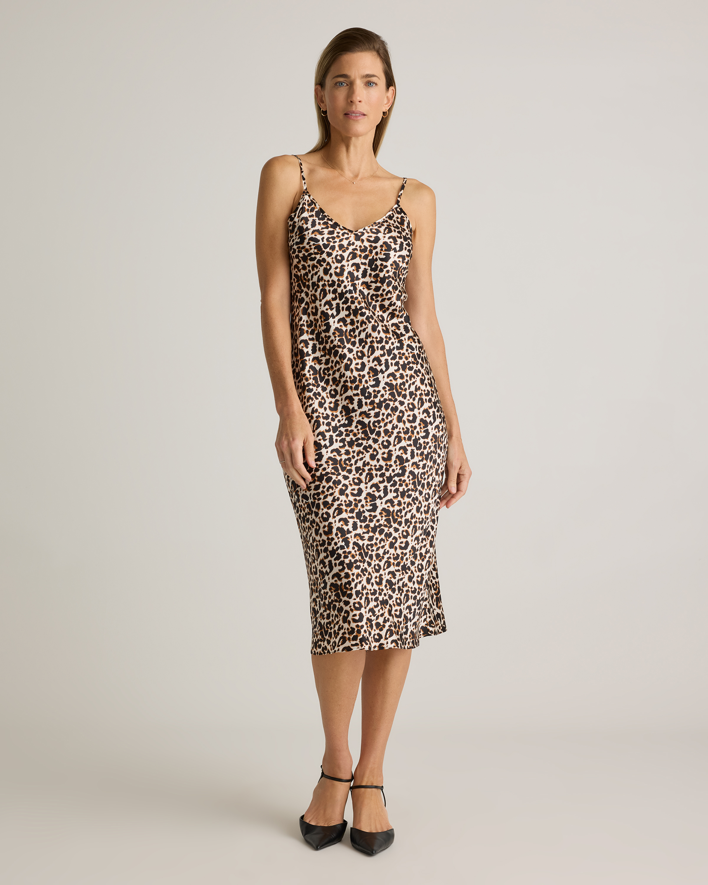 Leopard 100% Washable Silk Slip Dress