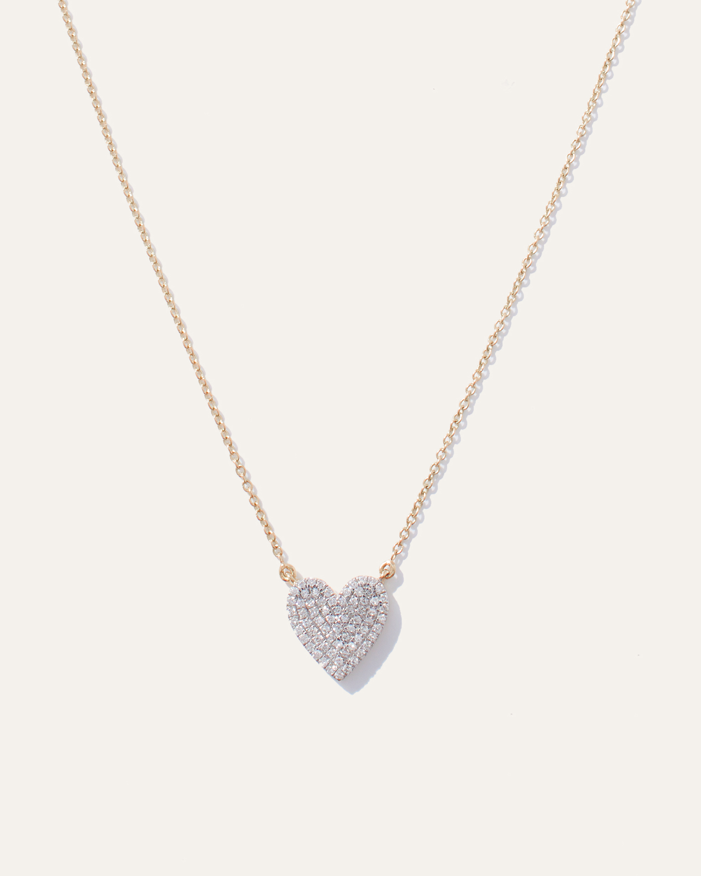 Yellow Gold 14K Gold Pave Diamond Heart Necklace