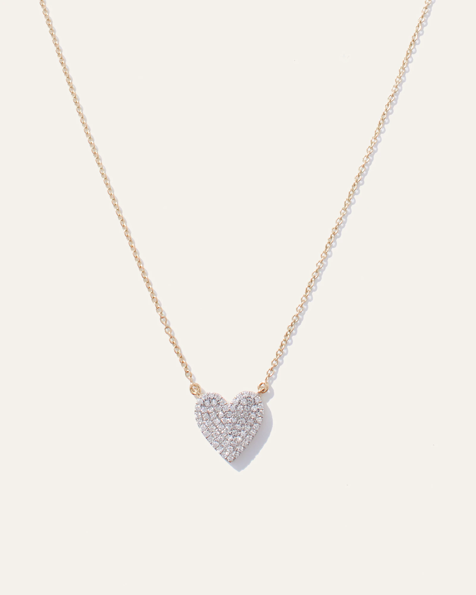 14K Gold Dainty Diamond Mini Heart Necklace in Yellow Gold