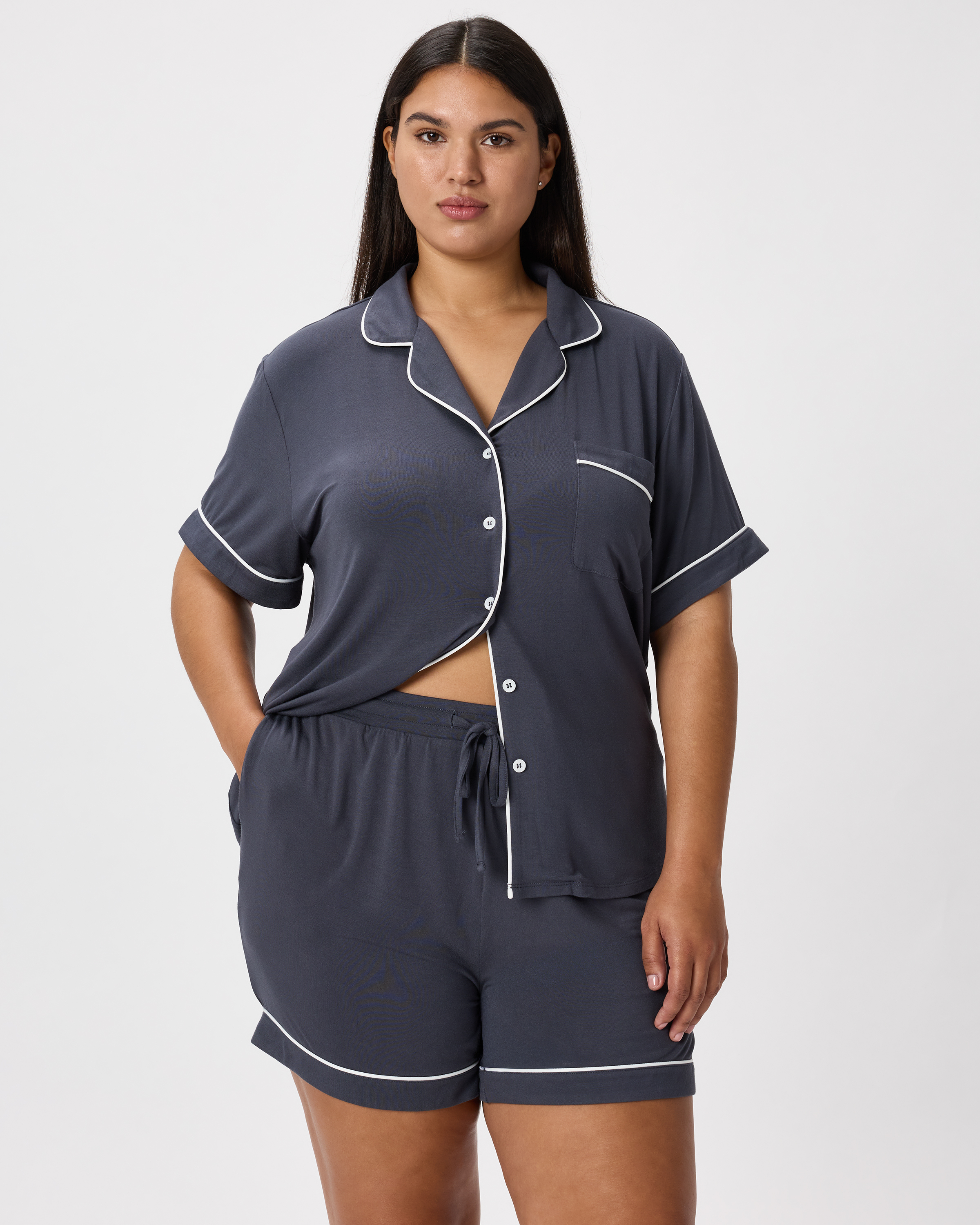 Quince Women's Bamboo Jersey Short Sleeve Pajama Set In Blue