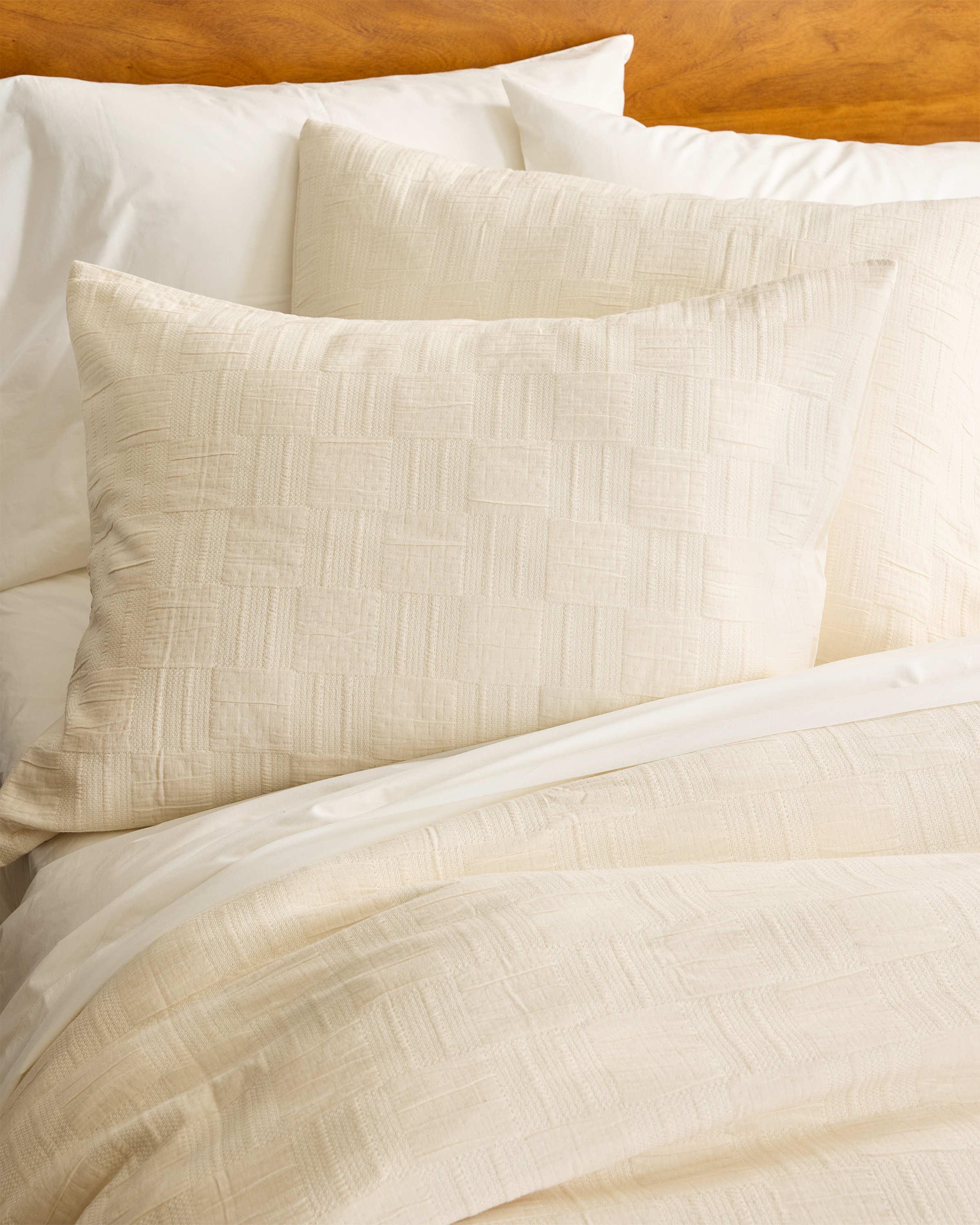 Undyed Checkered Matelasse Sham Set