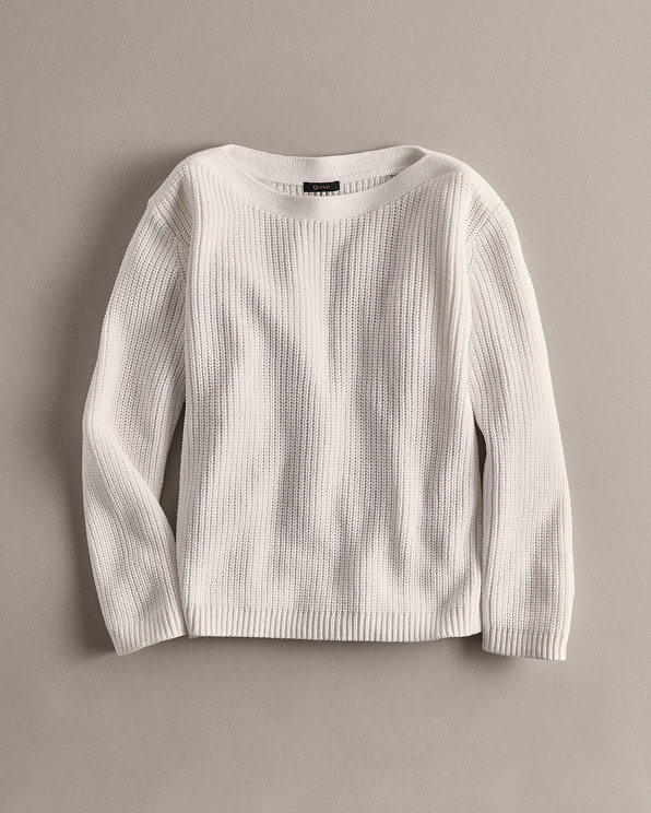 Ivory 100% Organic Cotton Fisherman Boatneck Sweater