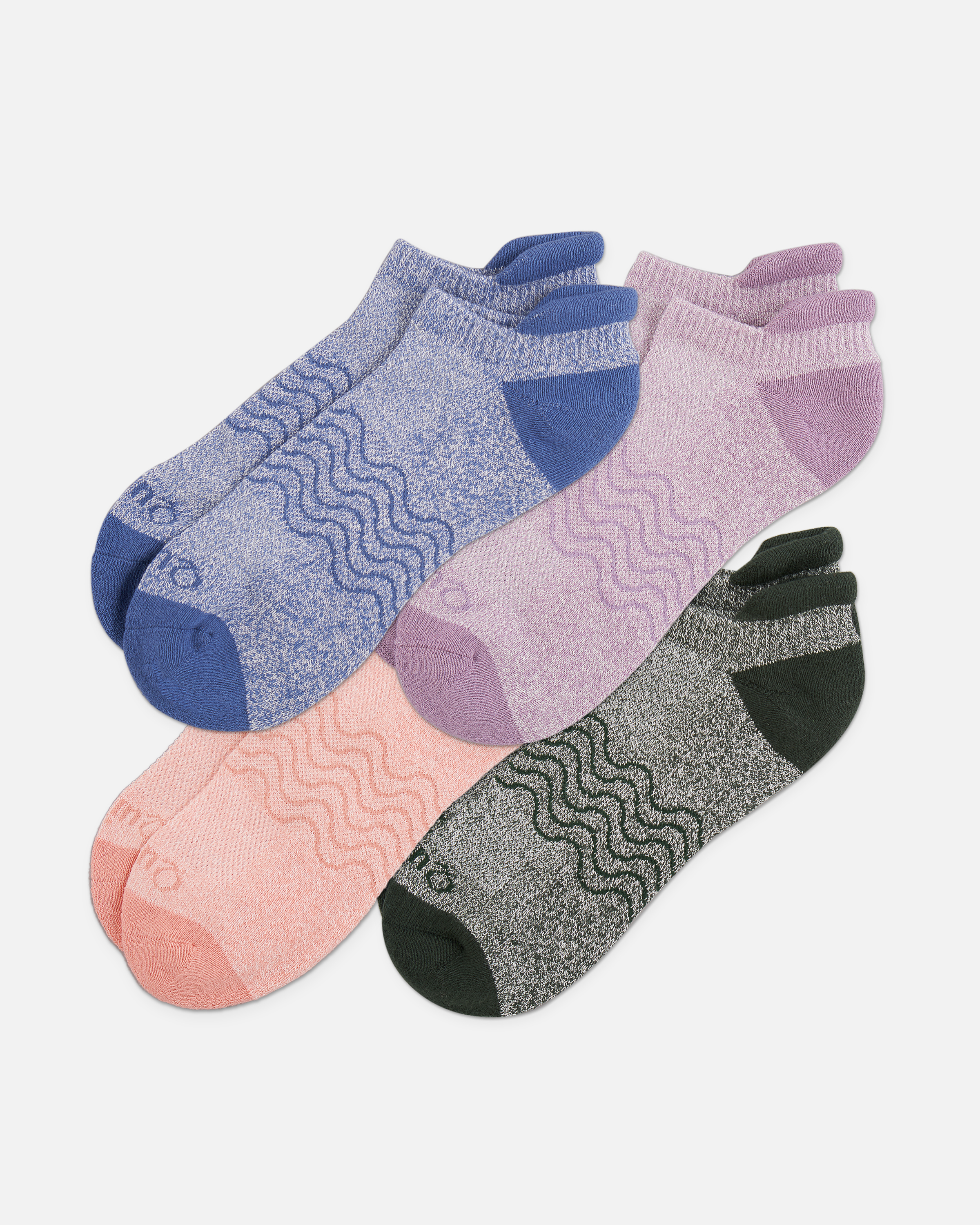 Pink/Blue/Purple Mix Everyday Cotton Colorblock Marl Ankle Socks (4-pack)