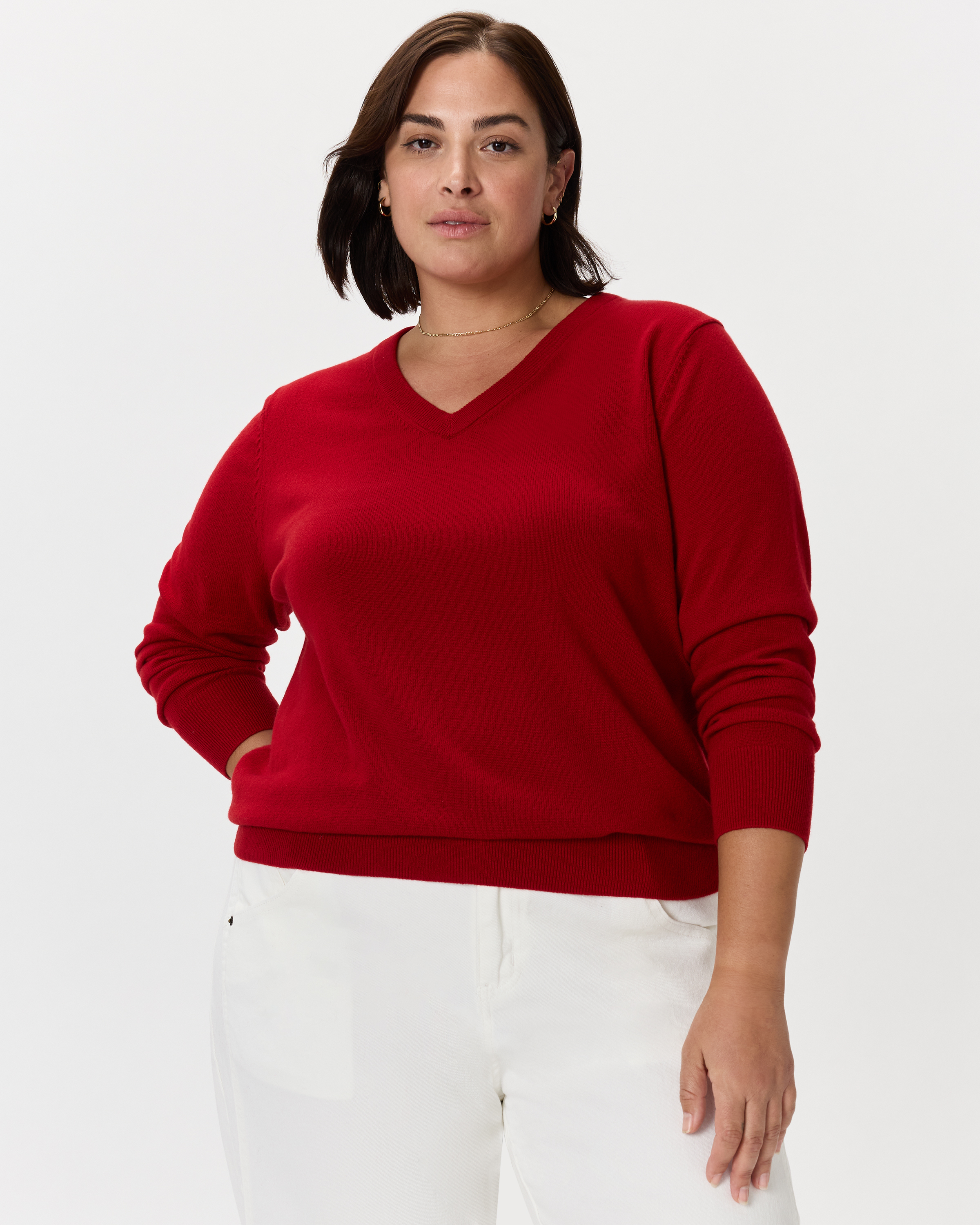 Varsity Red Mongolian Cashmere V-Neck Sweater