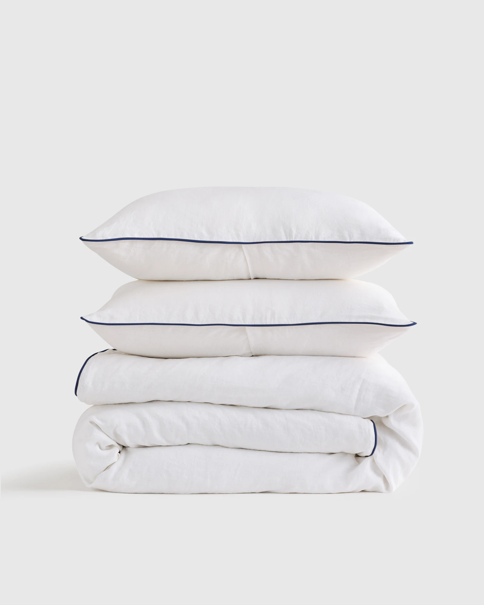 100% European Linen Piped Duvet Cover Set (Twin) by Quince
