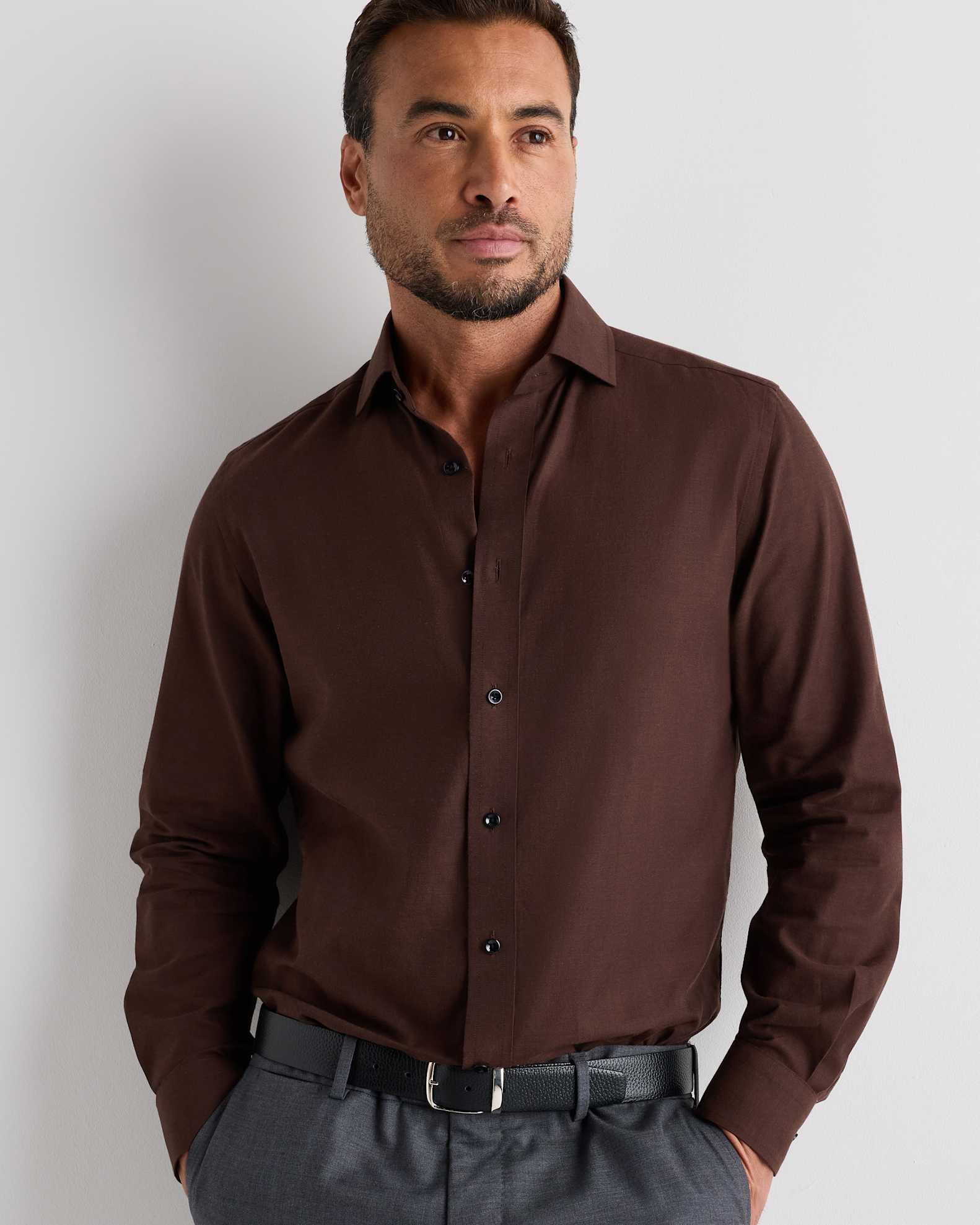 tailored slim cotton-cashmere dress shirt Turnbull & Asser Tailored Fit Pale Pink Cotton Cashmere Belgravia Shirt