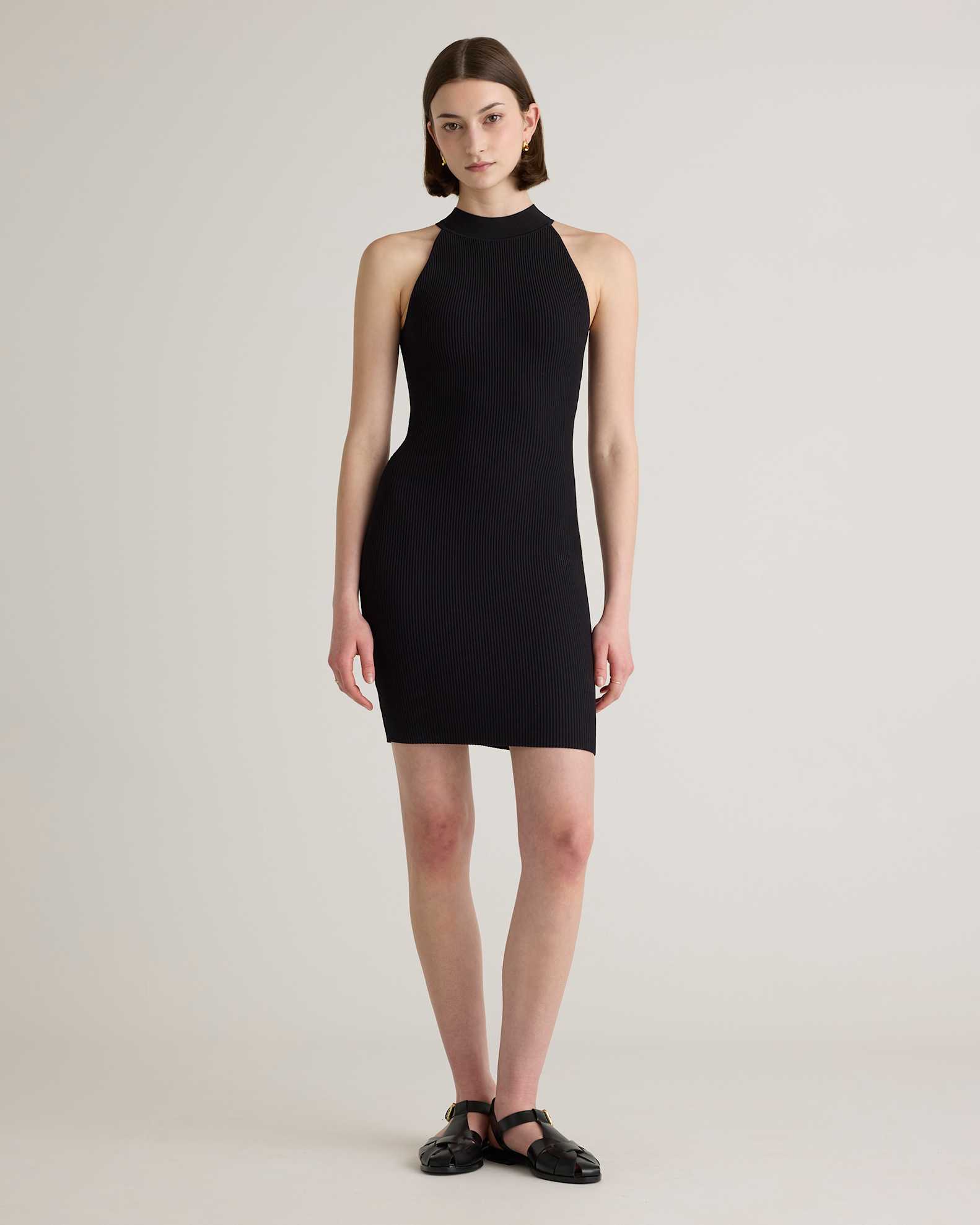 High Neck Ribbed Knit Mini Dress High Neck Ribbed Knit Mini Dress