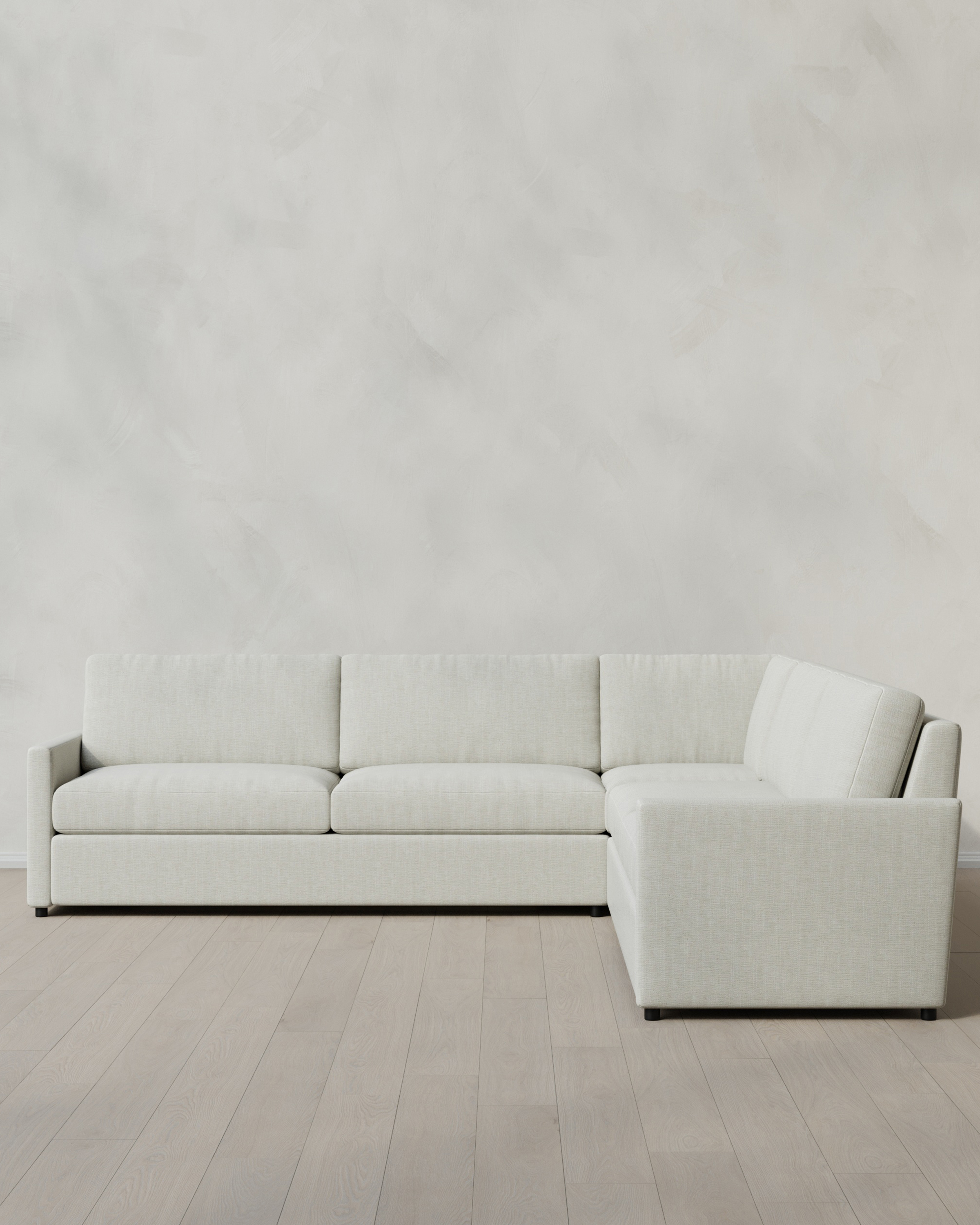 Quince | Brennan L Sectional in Performance Chenille Linen Blend in Sorrell, Size 127x127, Polyester