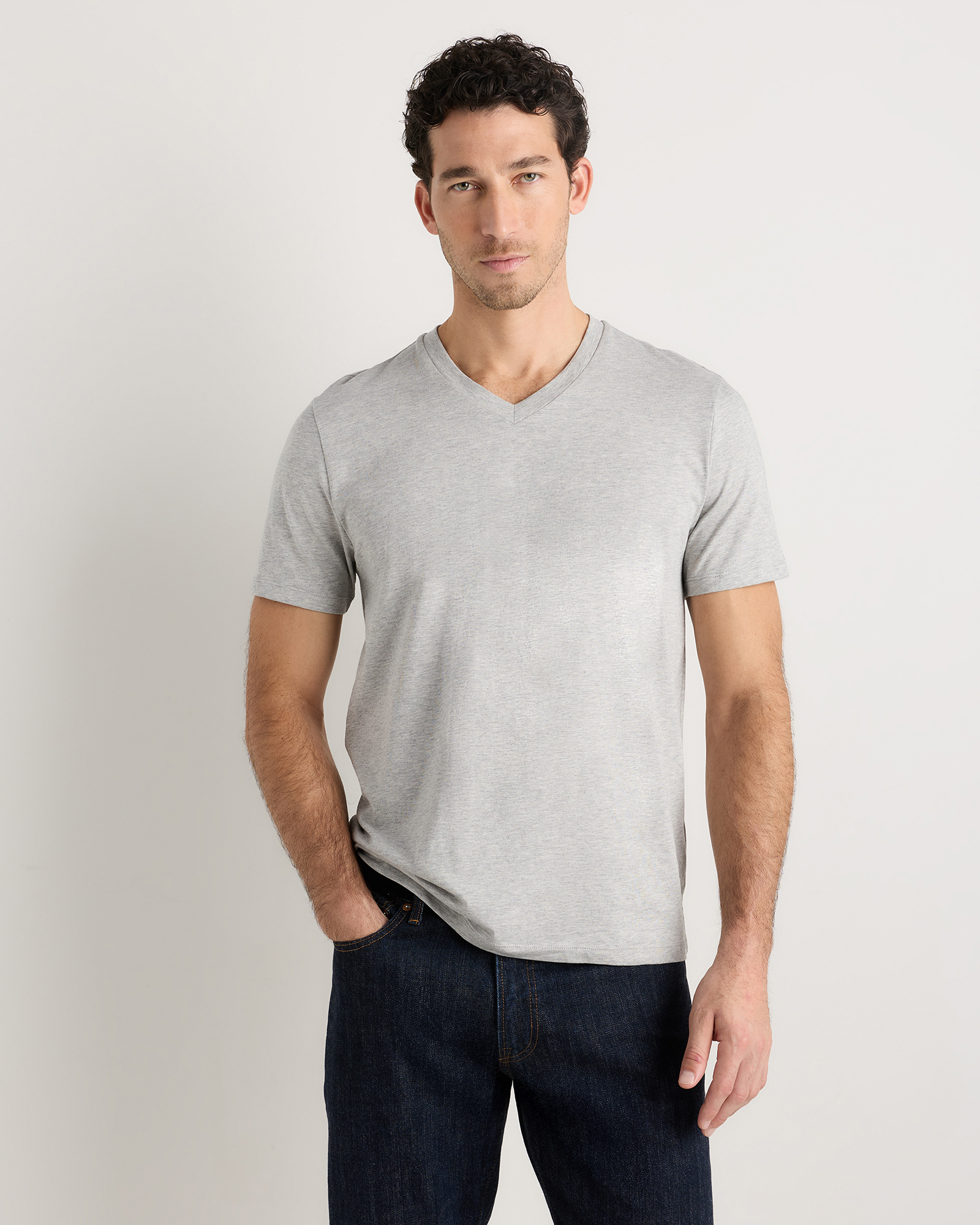 Quince Men's 100% Pima Cotton Luxe Touch V-neck T-shirt In Gray