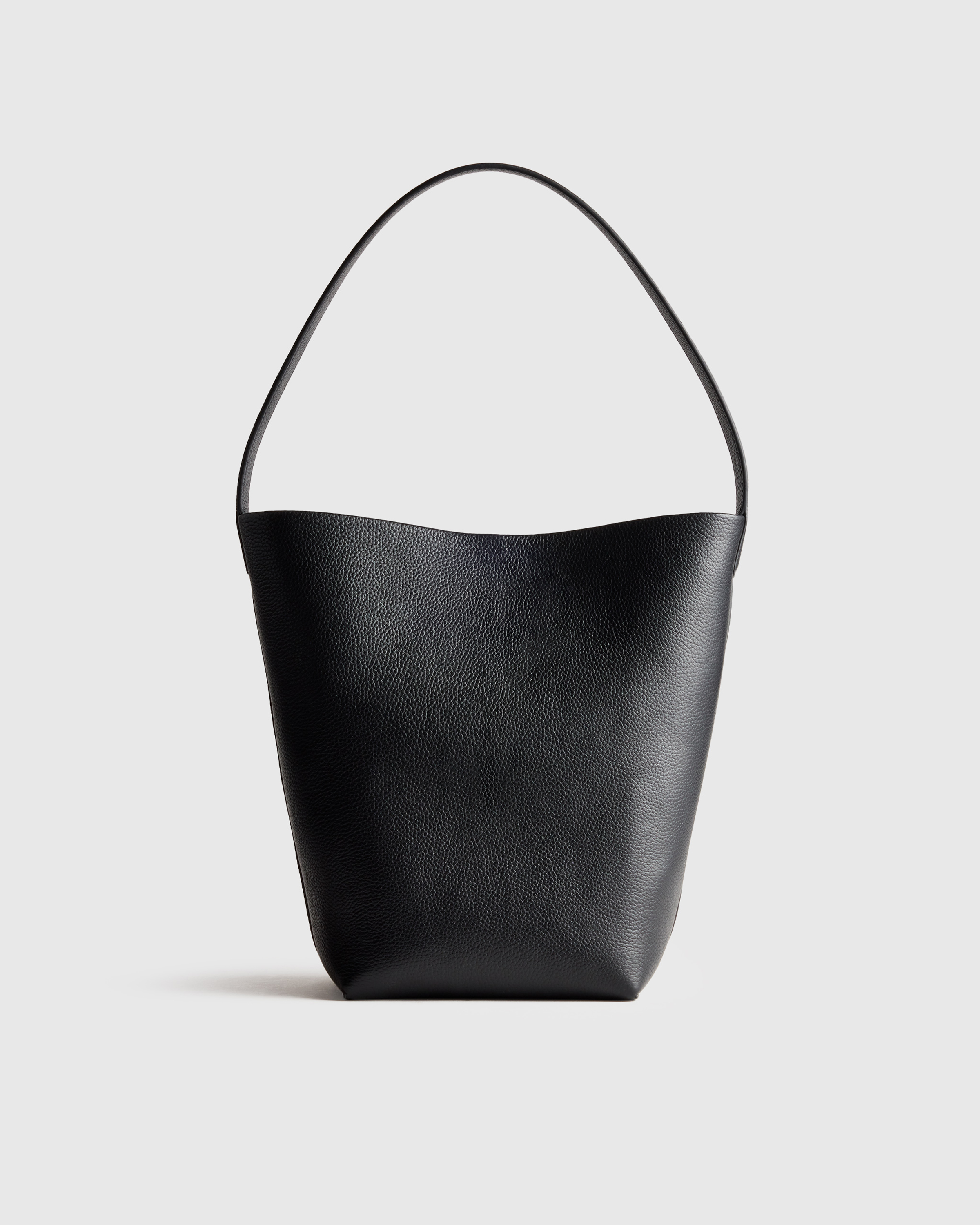 Black Italian Leather Soft Bucket Shoulder Bag