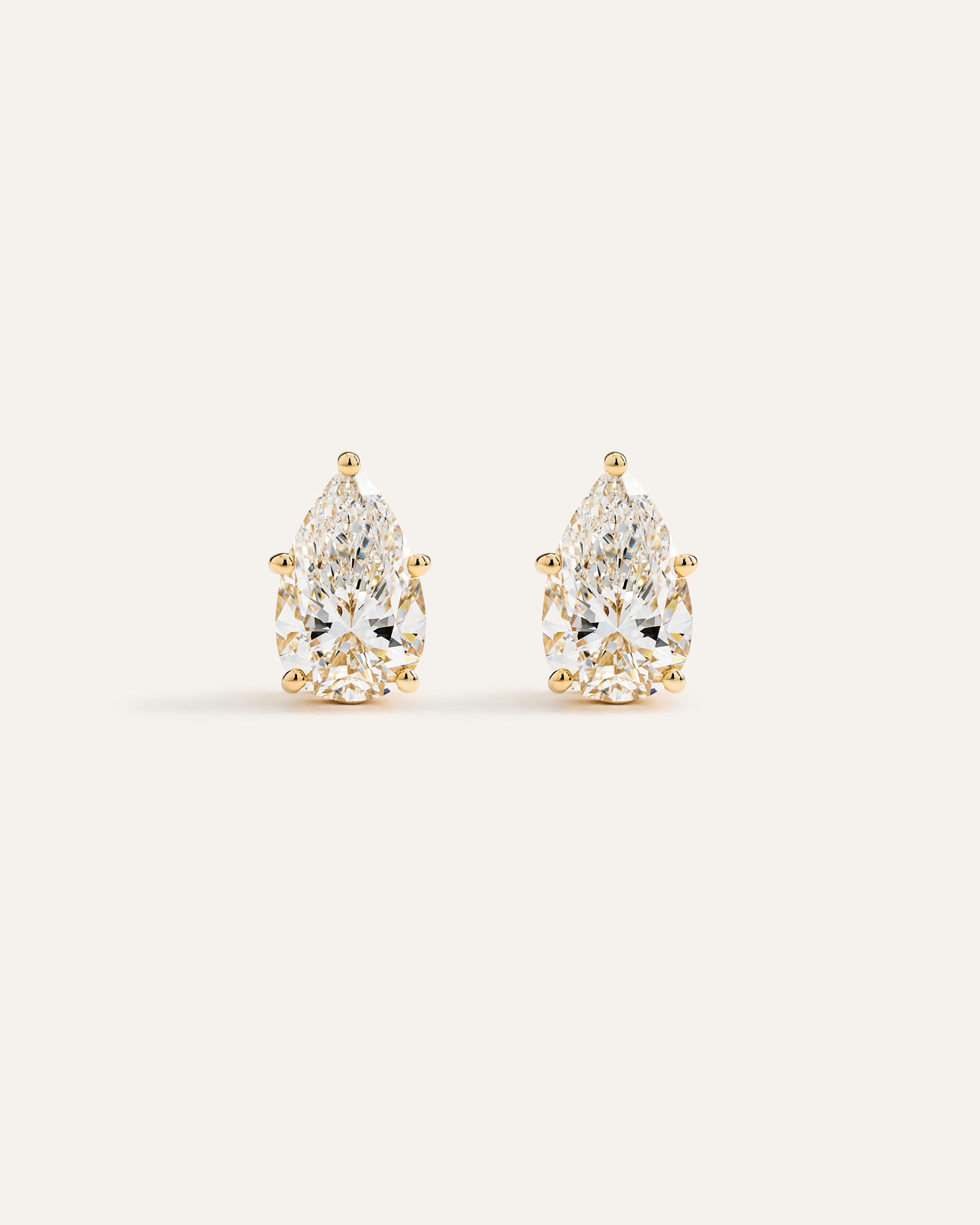 Yellow Gold 14K Gold Lab Grown Diamond Statement Pear Studs - 6ctw