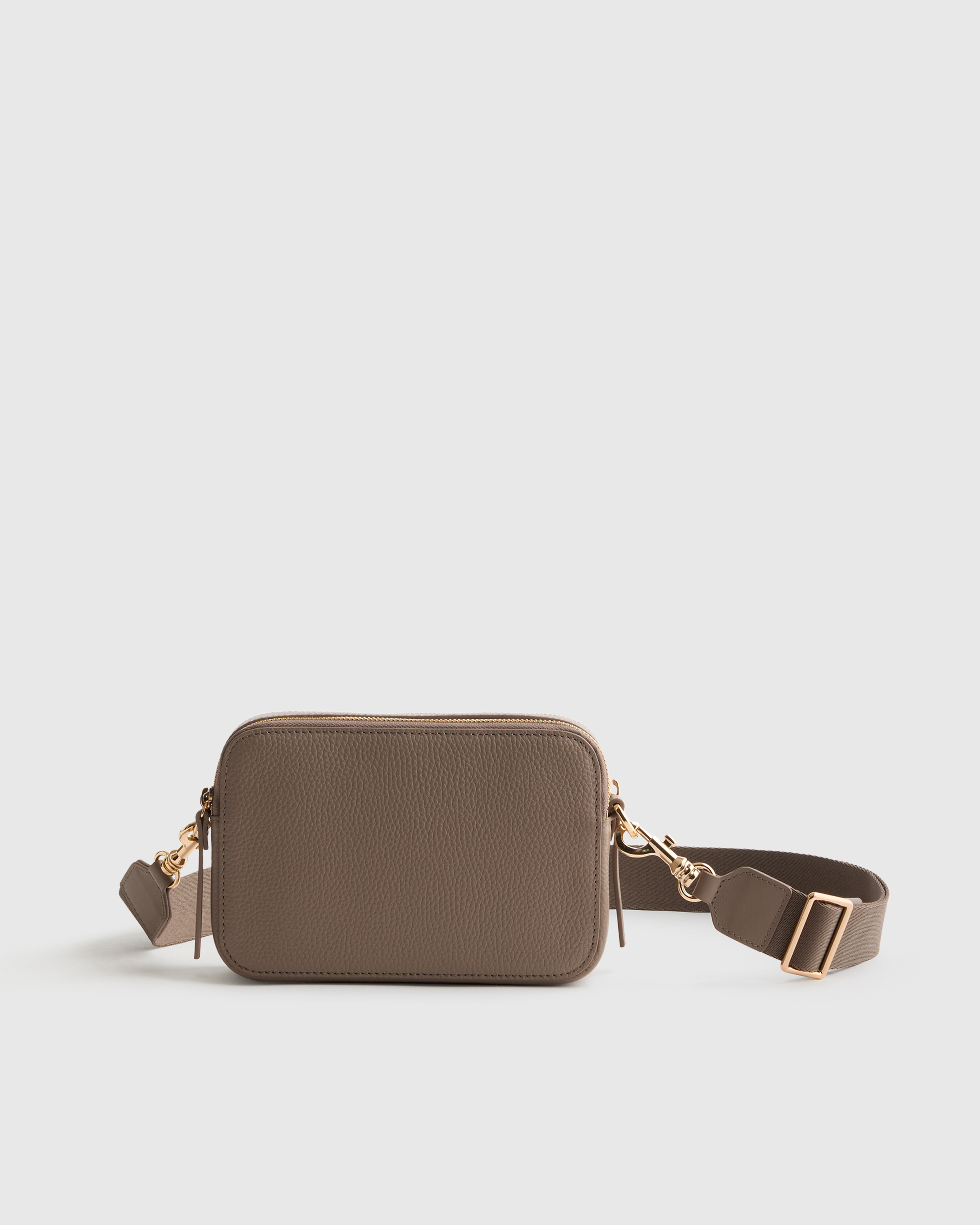 Mink Italian Leather Double Zip Crossbody
