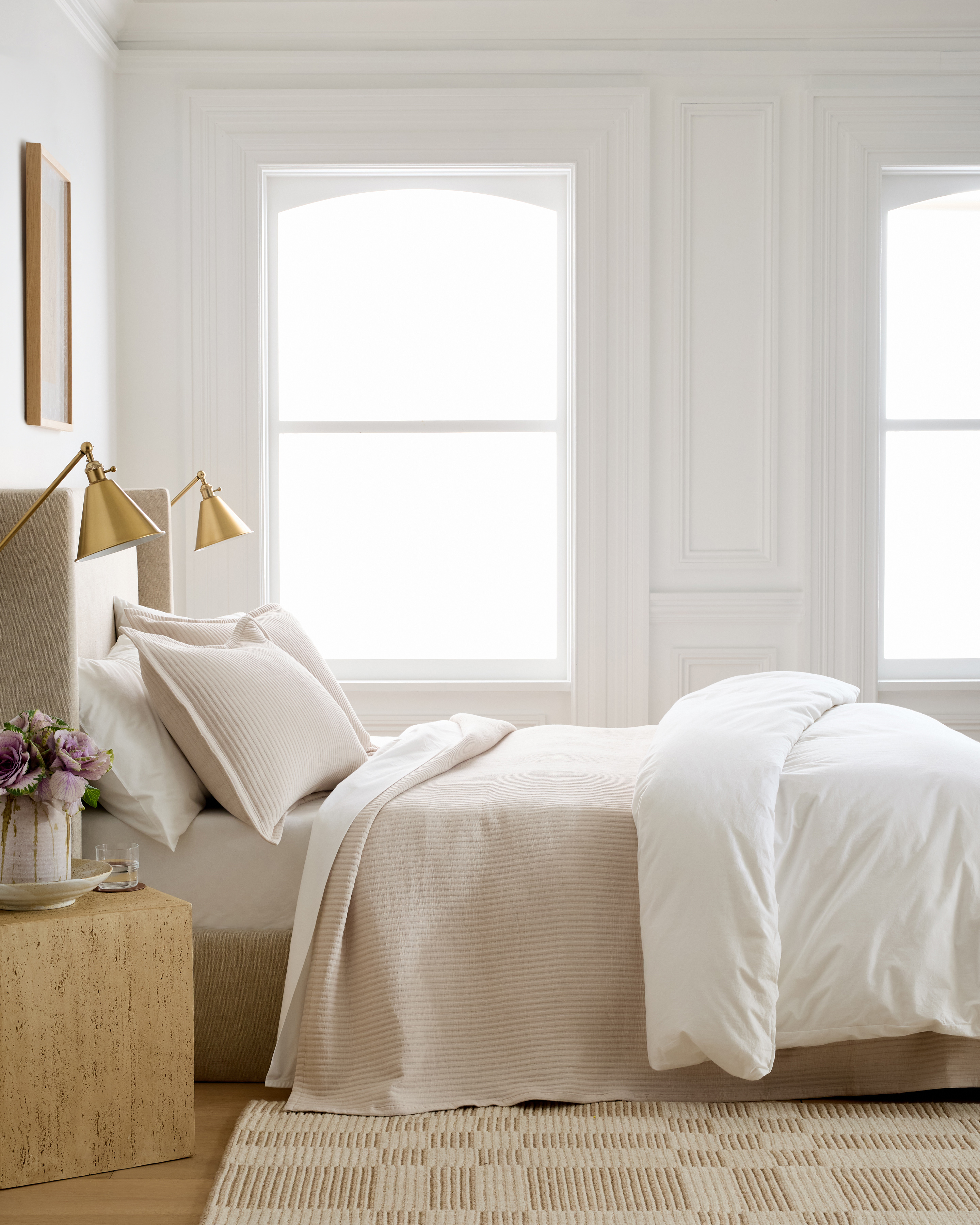 Sand Organic Cotton Matelasse Coverlet