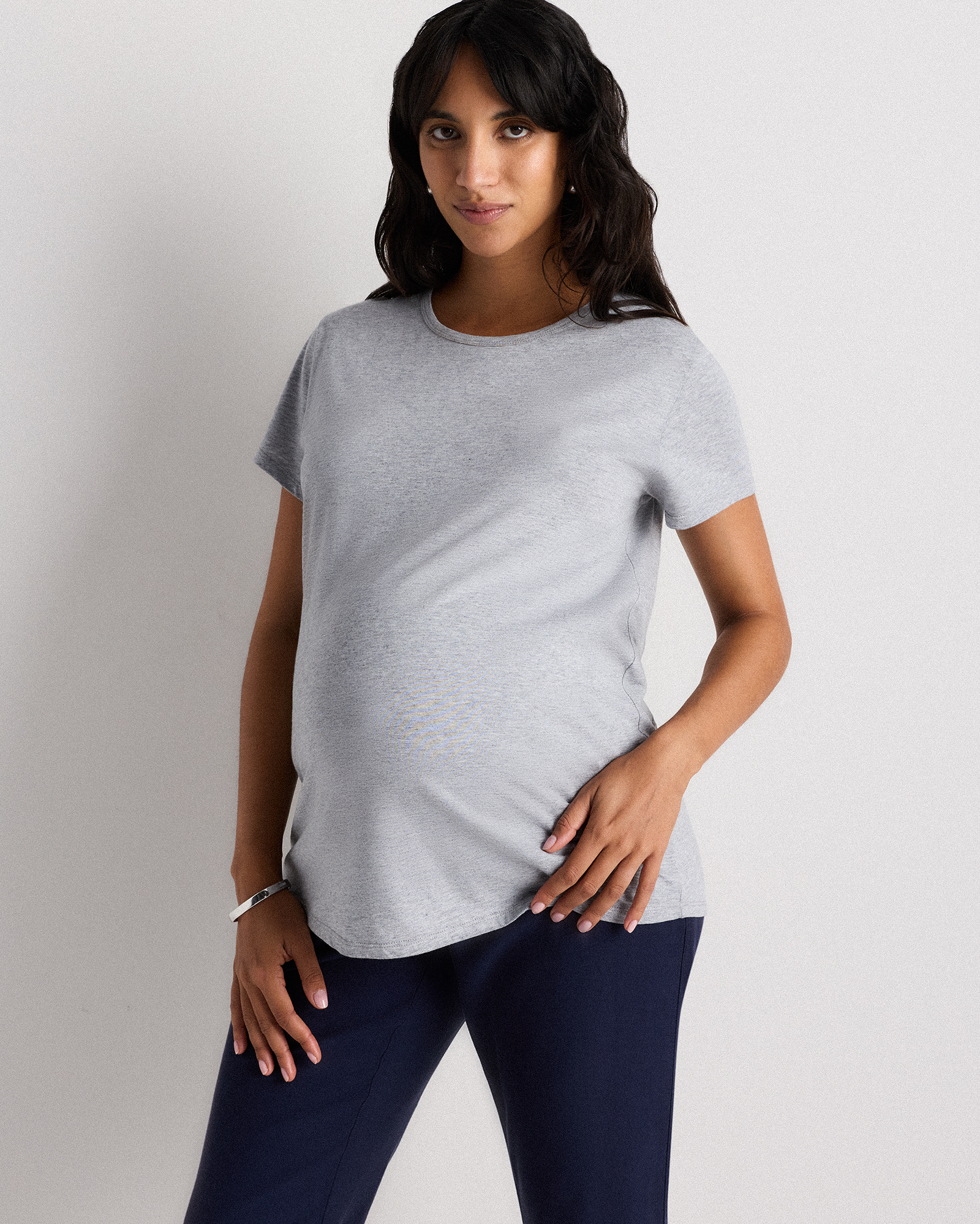 Quince Women's Cotton Modal Maternity Crew Neck T-shirt In Gray