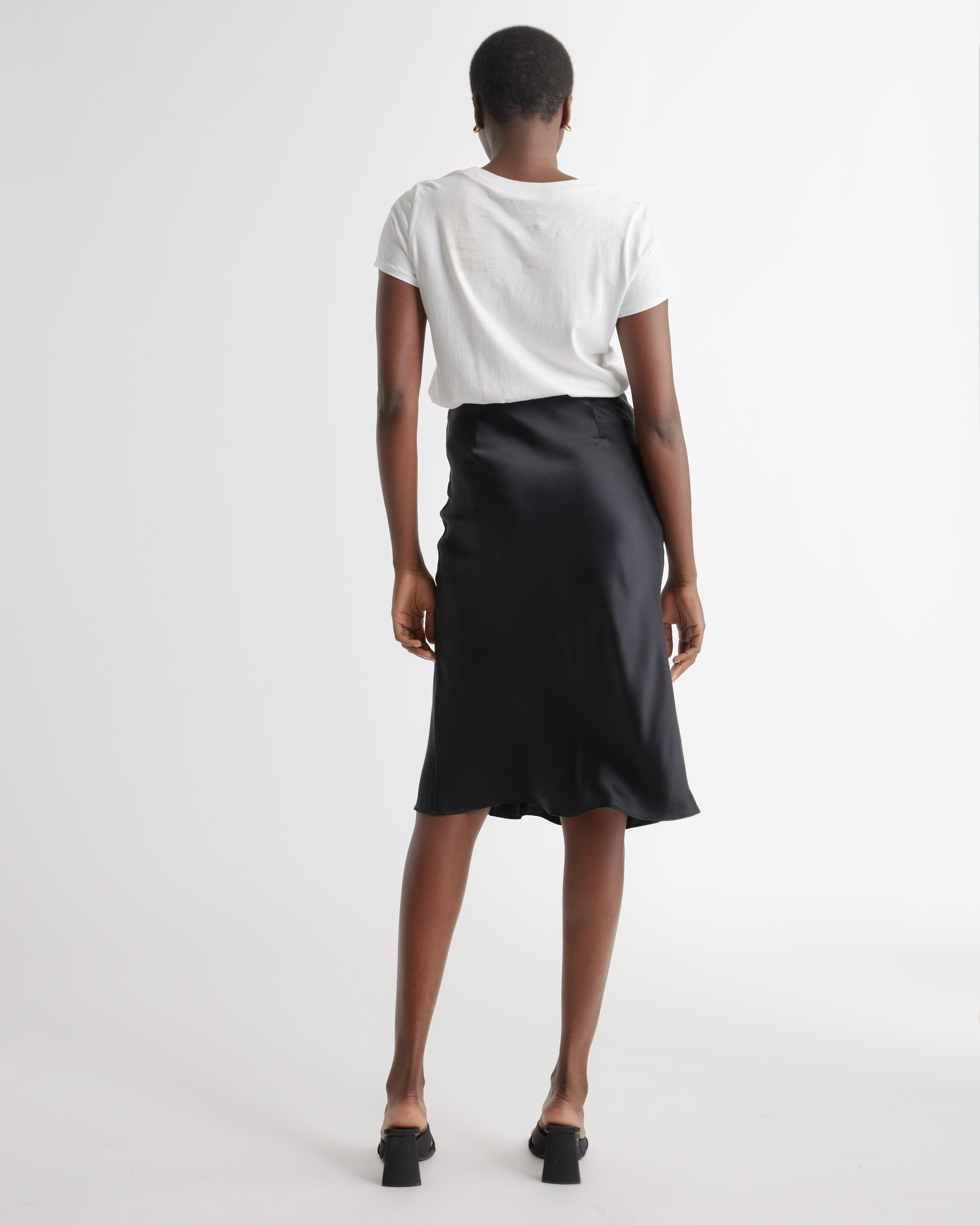 スカート SAINT LAURENT BLACK SILK SKIRT Tom Ford for Yves Saint Laurent F/W 2001 Runway Black Silk