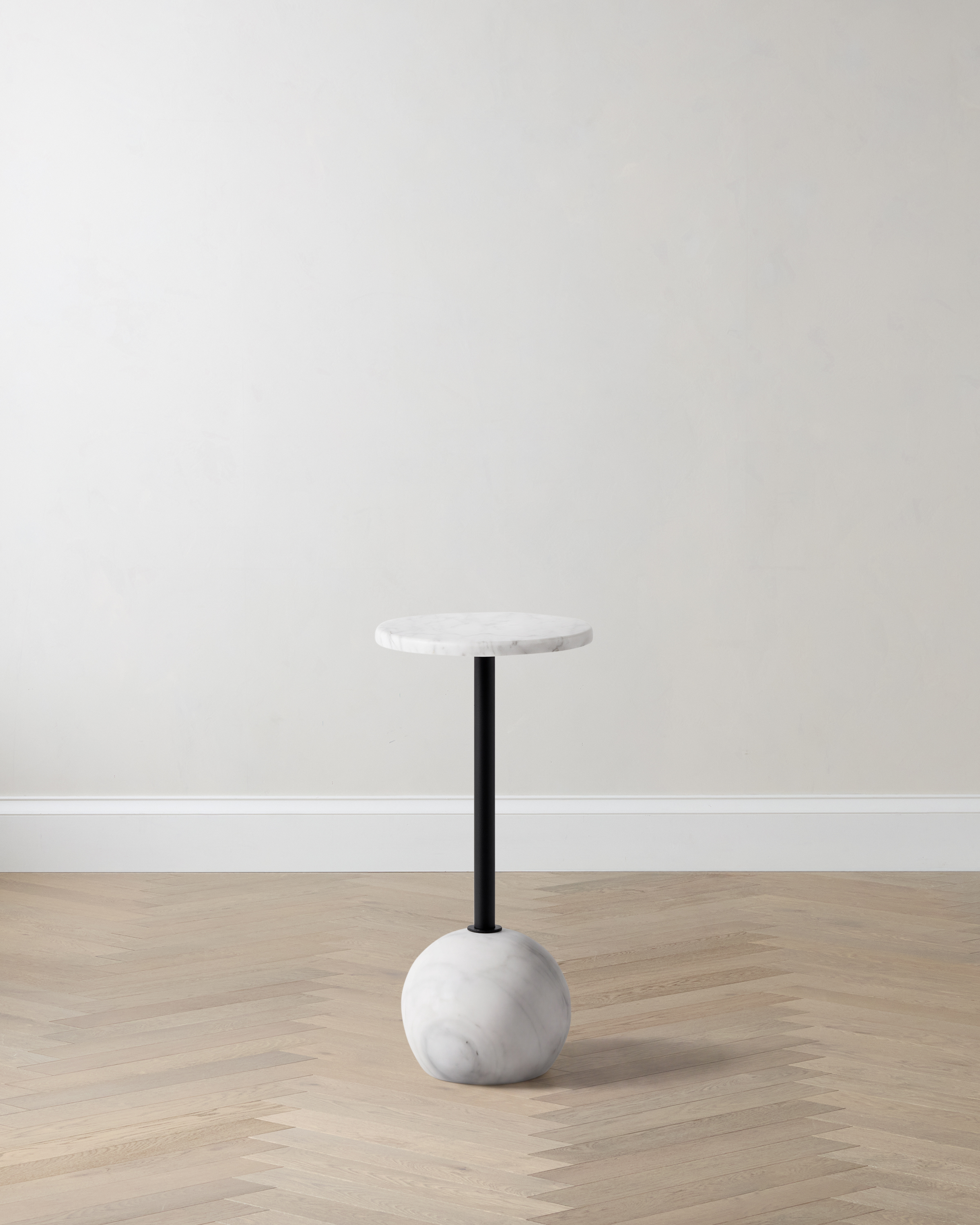 White/Black Italian Marble Drink Table