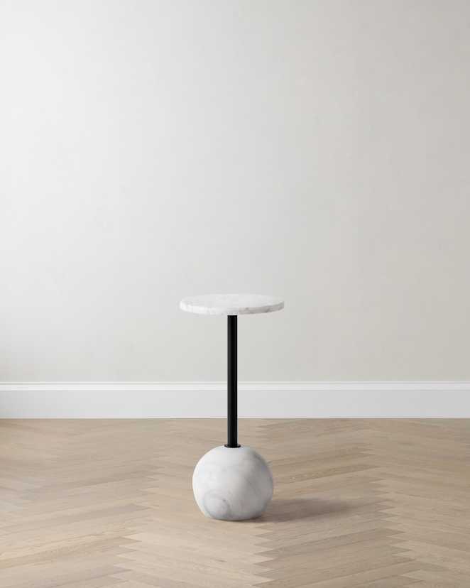 White/Black Italian Marble Drink Table