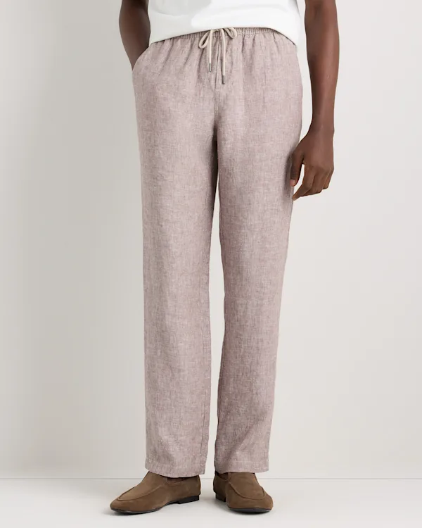 100% European Linen Drawstring Beach Pants