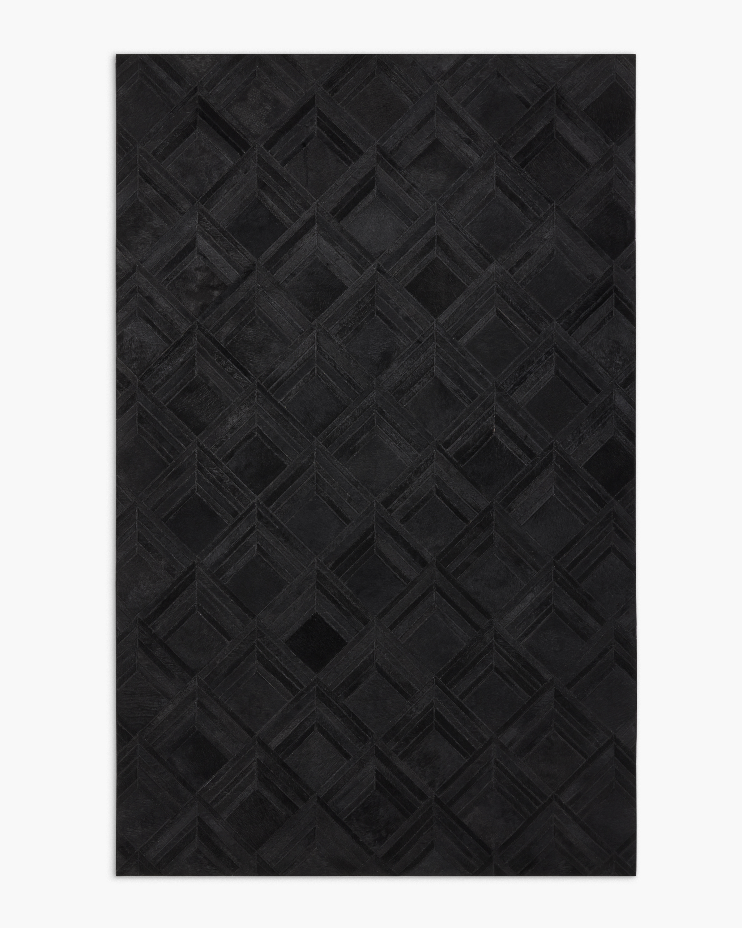 Black Blocks Hair on Hide Rug
