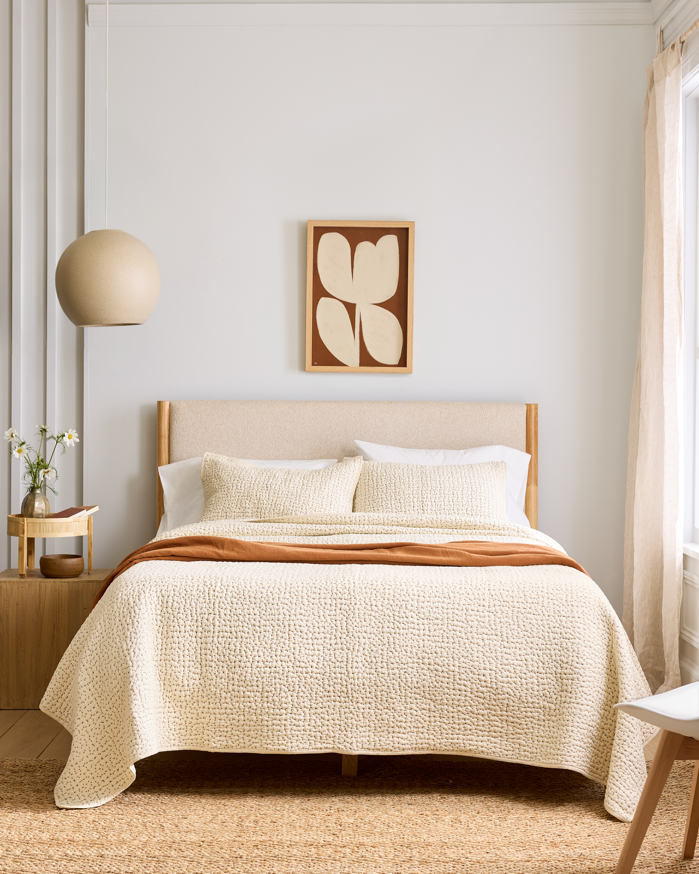 Undyed Organic Cotton Hand Stitched Quilt Set