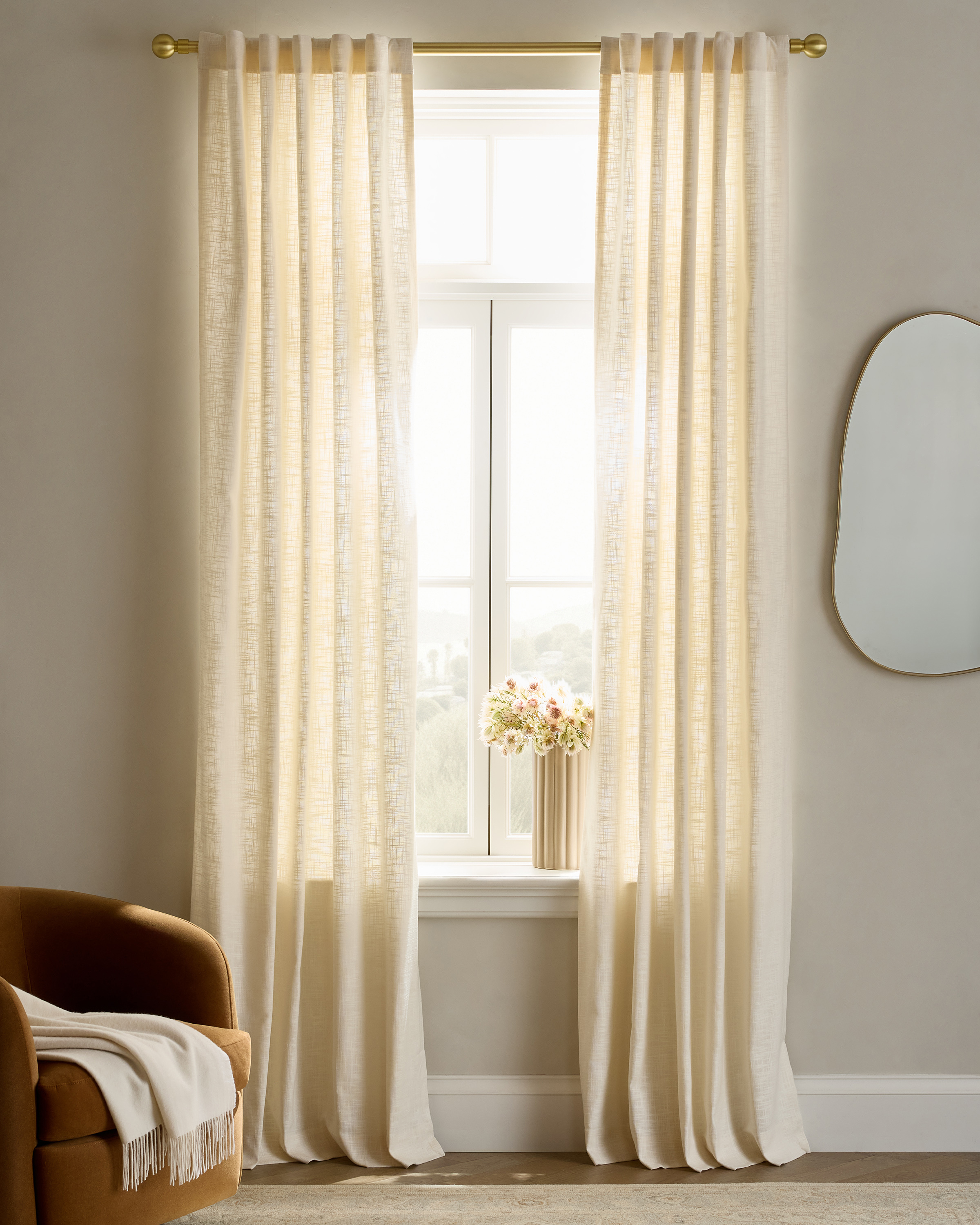 Ivory Textured Cotton Curtain