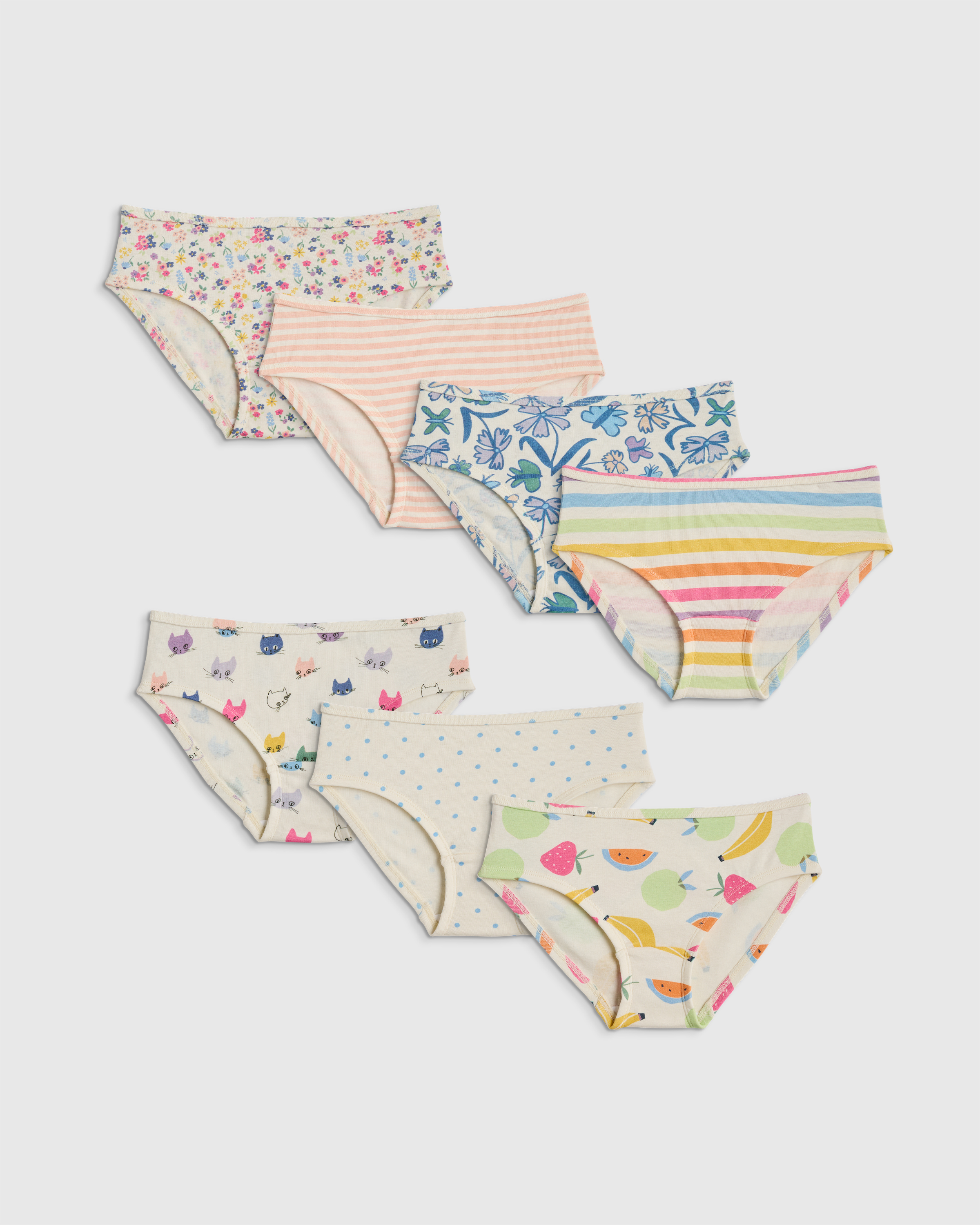 Girl Mix Prints Girls 100% Organic Cotton Hipster 7-pack 