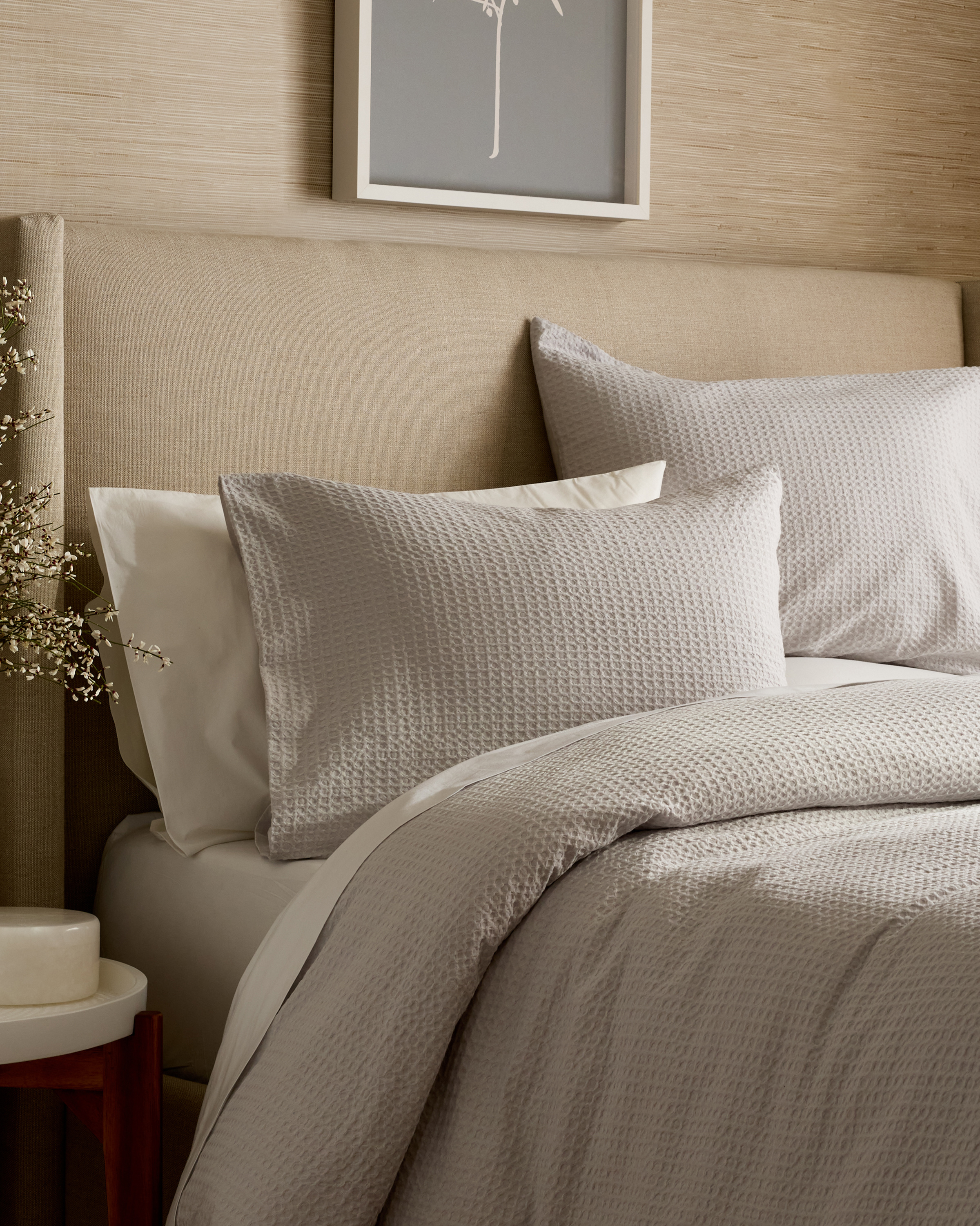 Light Grey Organic Luxe Honeycomb Sham Set