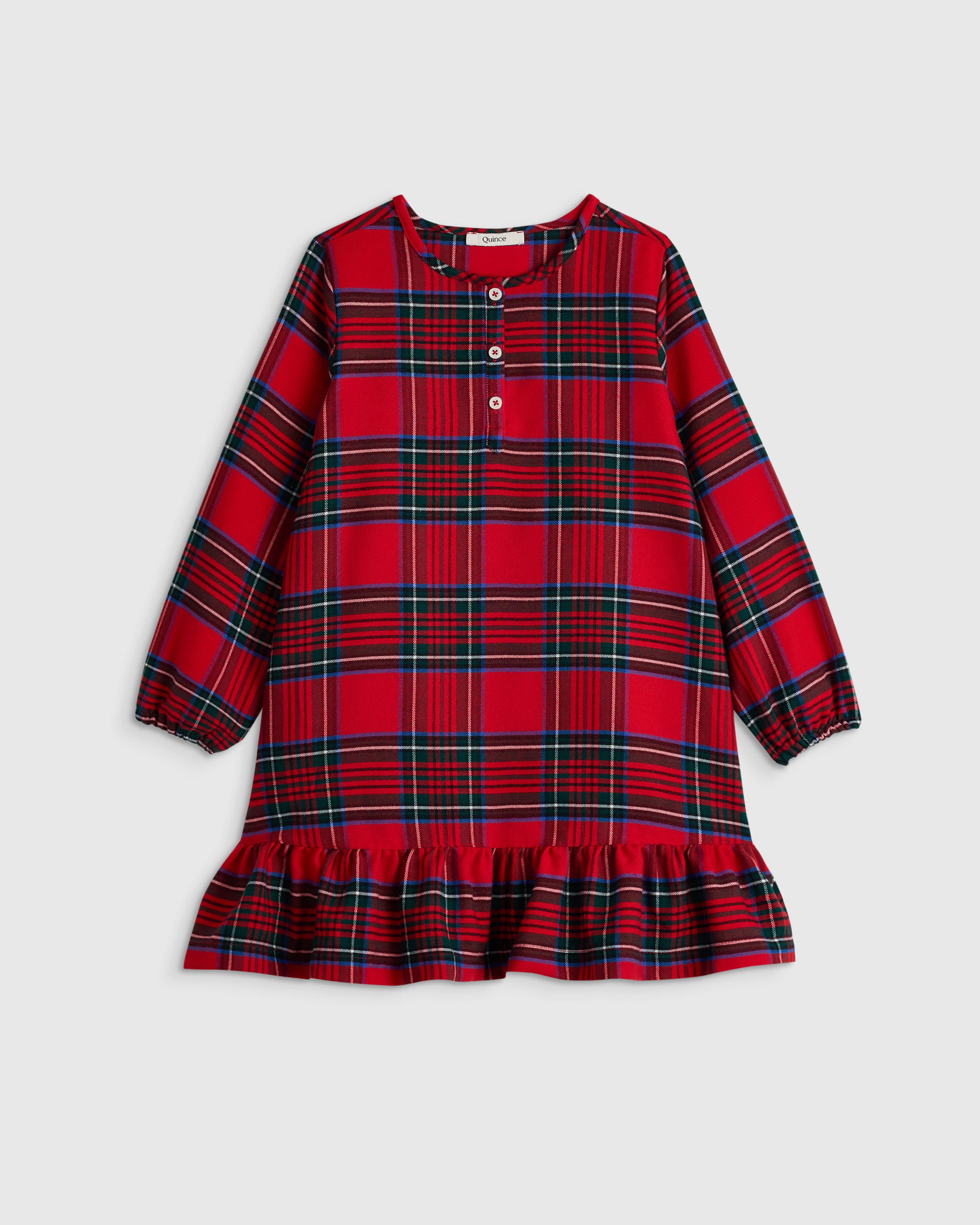 Red Holiday Plaid Chemise de nuit en flanelle des fêtes