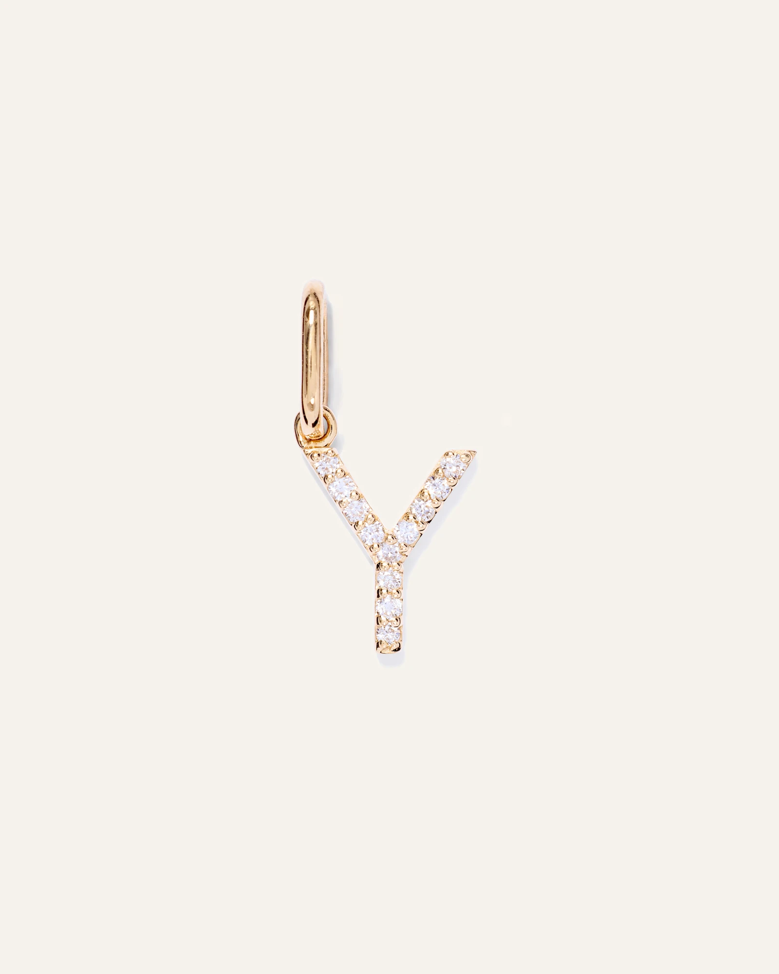 14K Gold Diamond Letter Charm - Y in Yellow Gold