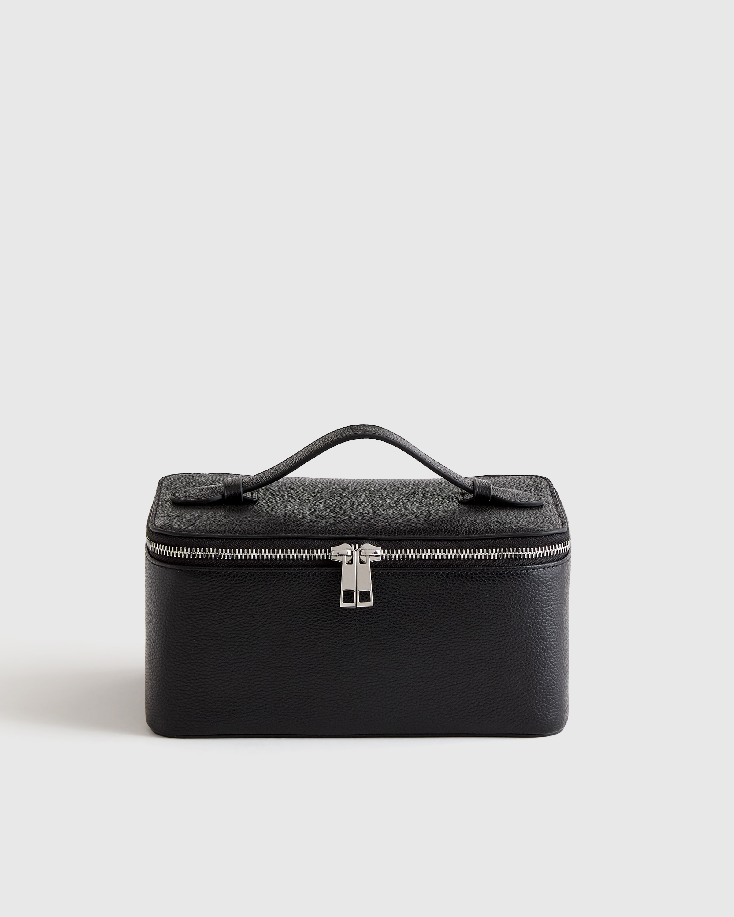 Black Italian Leather Travel Cosmetic Case