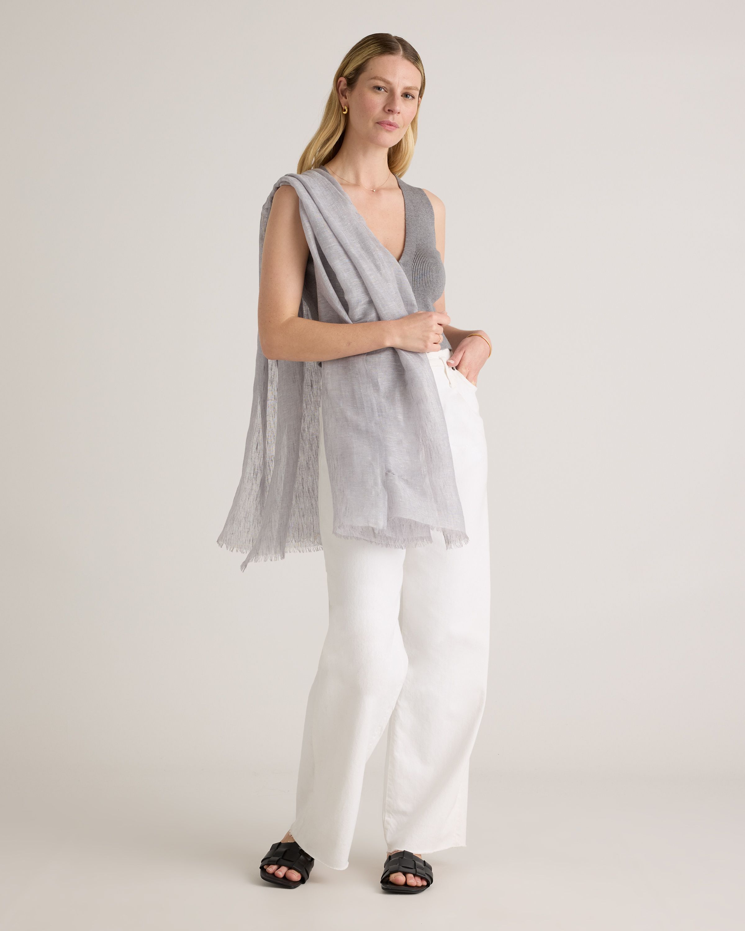 Lightweight Linen Silk Cashmere Scarf - thumbnail 8