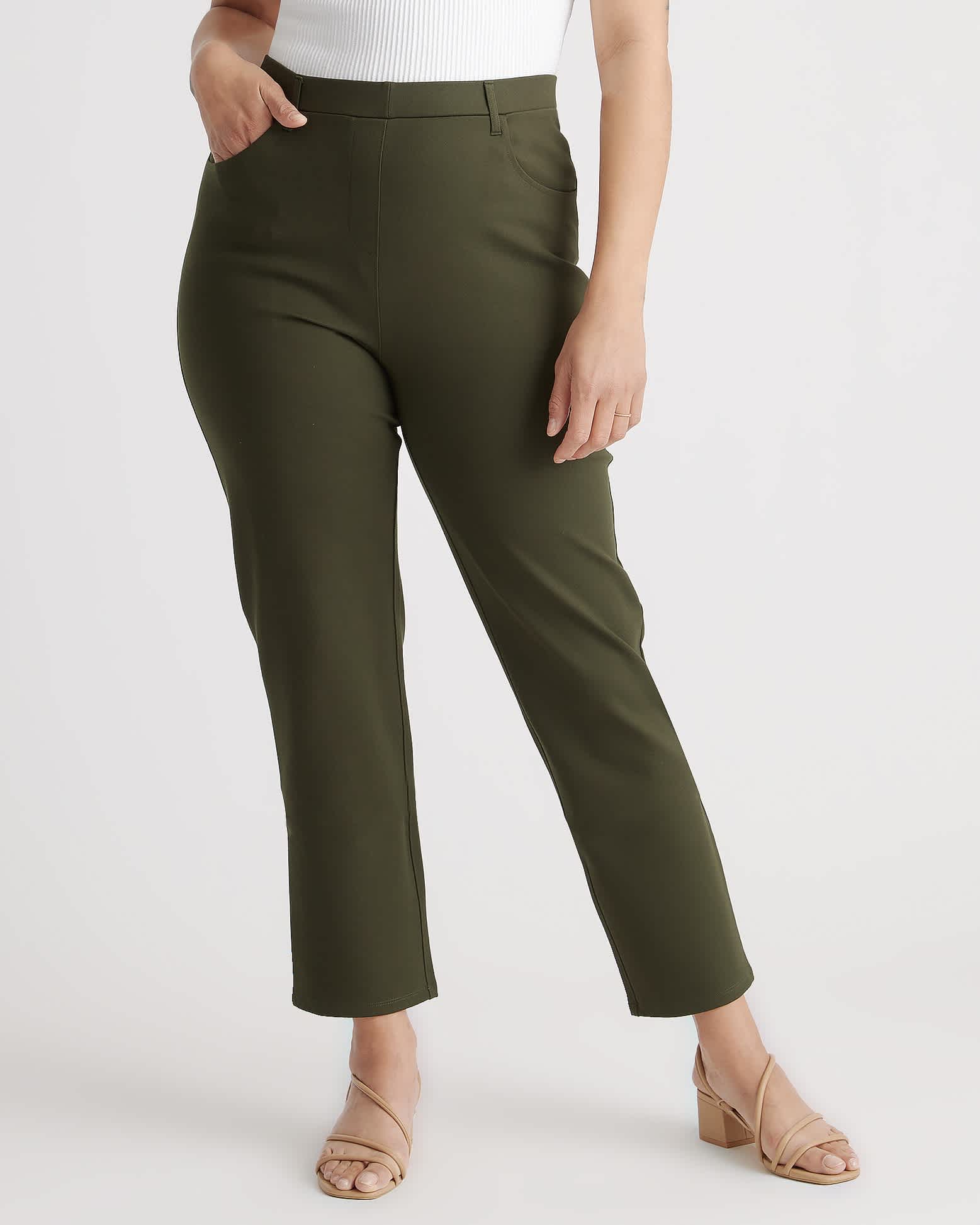 Ultra-Stretch Ponte Straight Leg 4-Pocket Pants 28