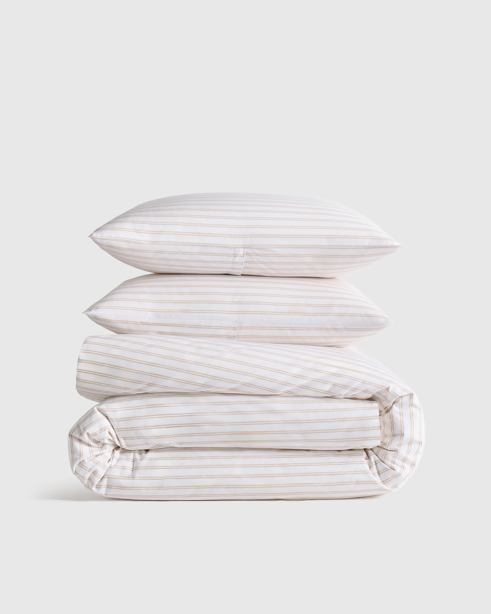 Organic Crisp Percale Double Stripe Duvet Cover Set