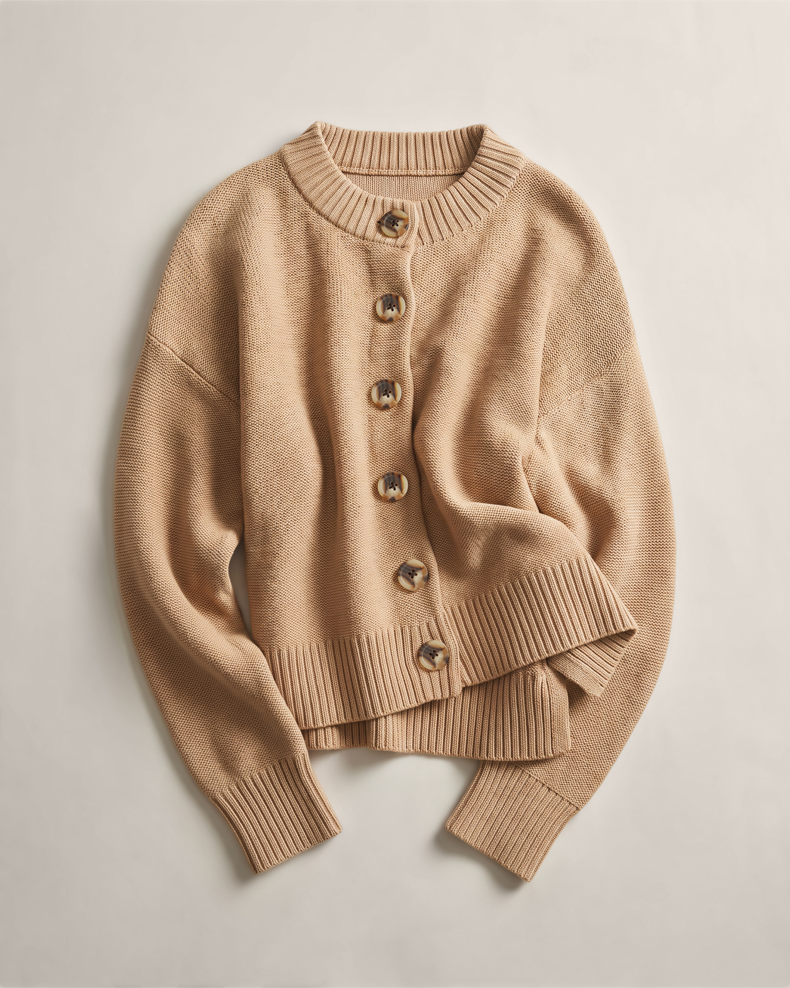Camel 100% Organic Cotton Cropped Cardigan