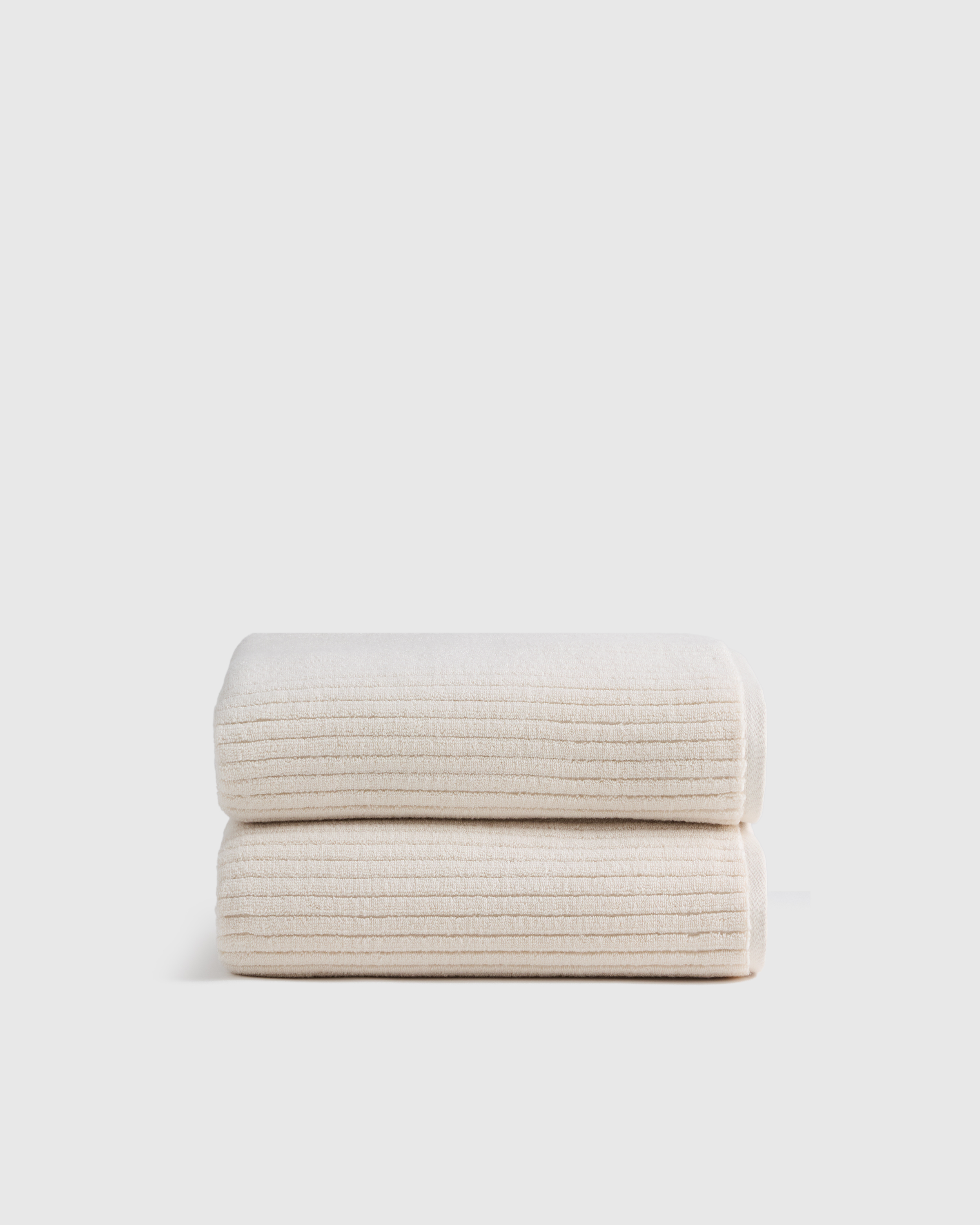 Bone Ribbed Organic Turkish Cotton Bath Towel (Set of 2)
