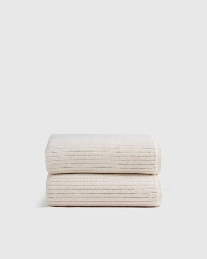 Bone Ribbed Organic Turkish Cotton Bath Towel (Set of 2)