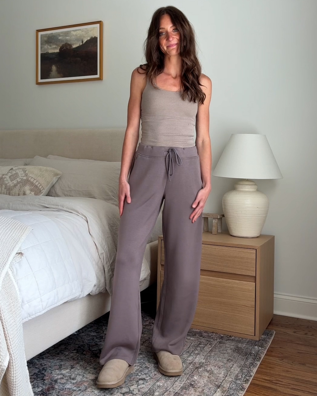 CloudComfort Wide Leg Pants - PDP Video Thumbnail (Dark Taupe, 4x5)