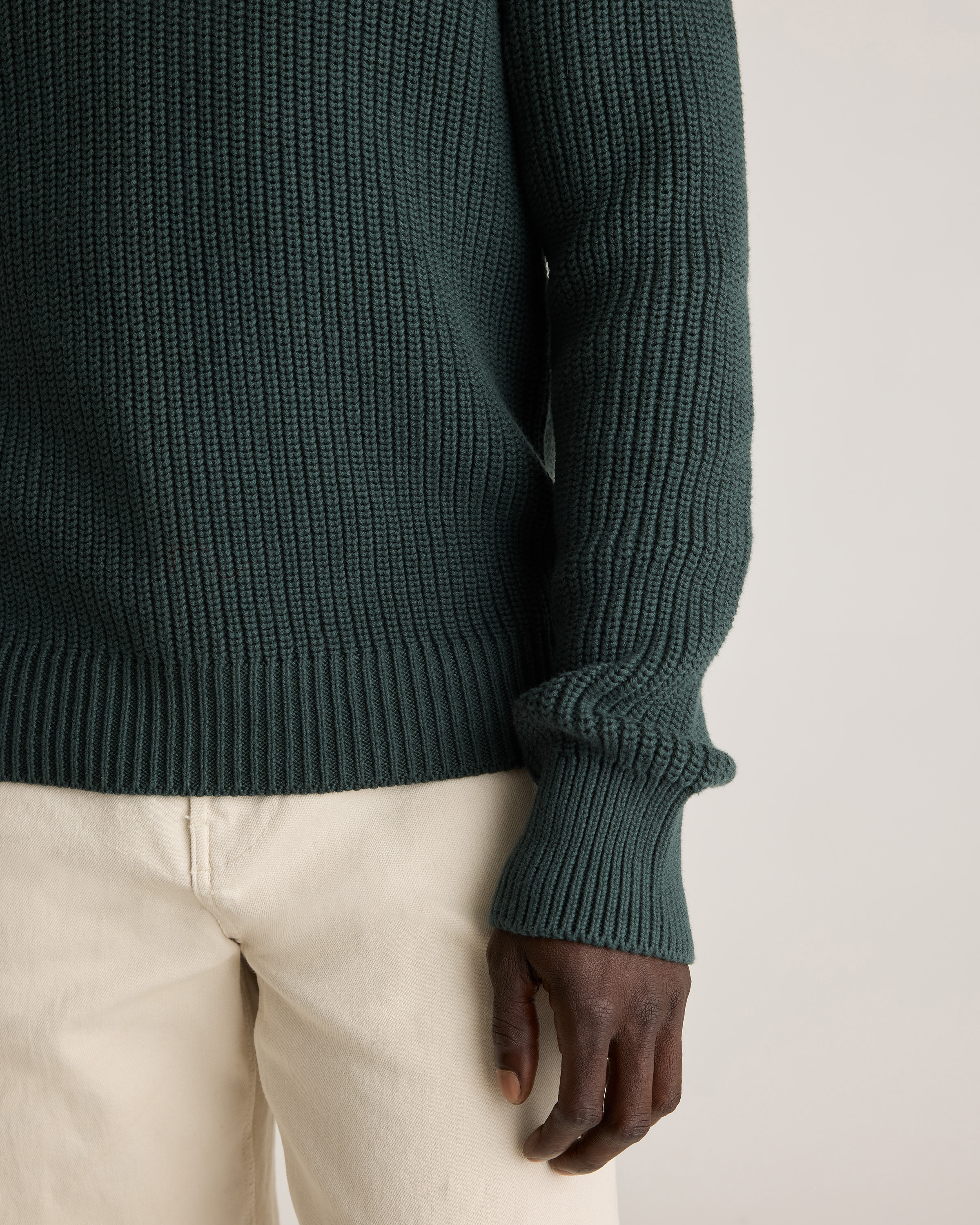100% Organic Cotton Fisherman Polo Sweater in Dark Spruce