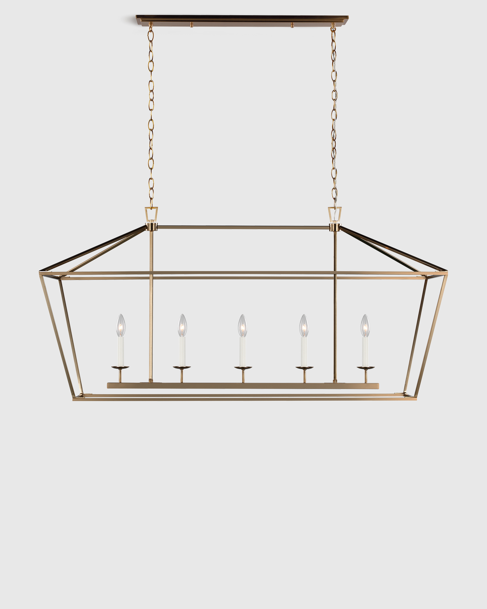Brass Traditional Steel Linear Lantern Chandelier
