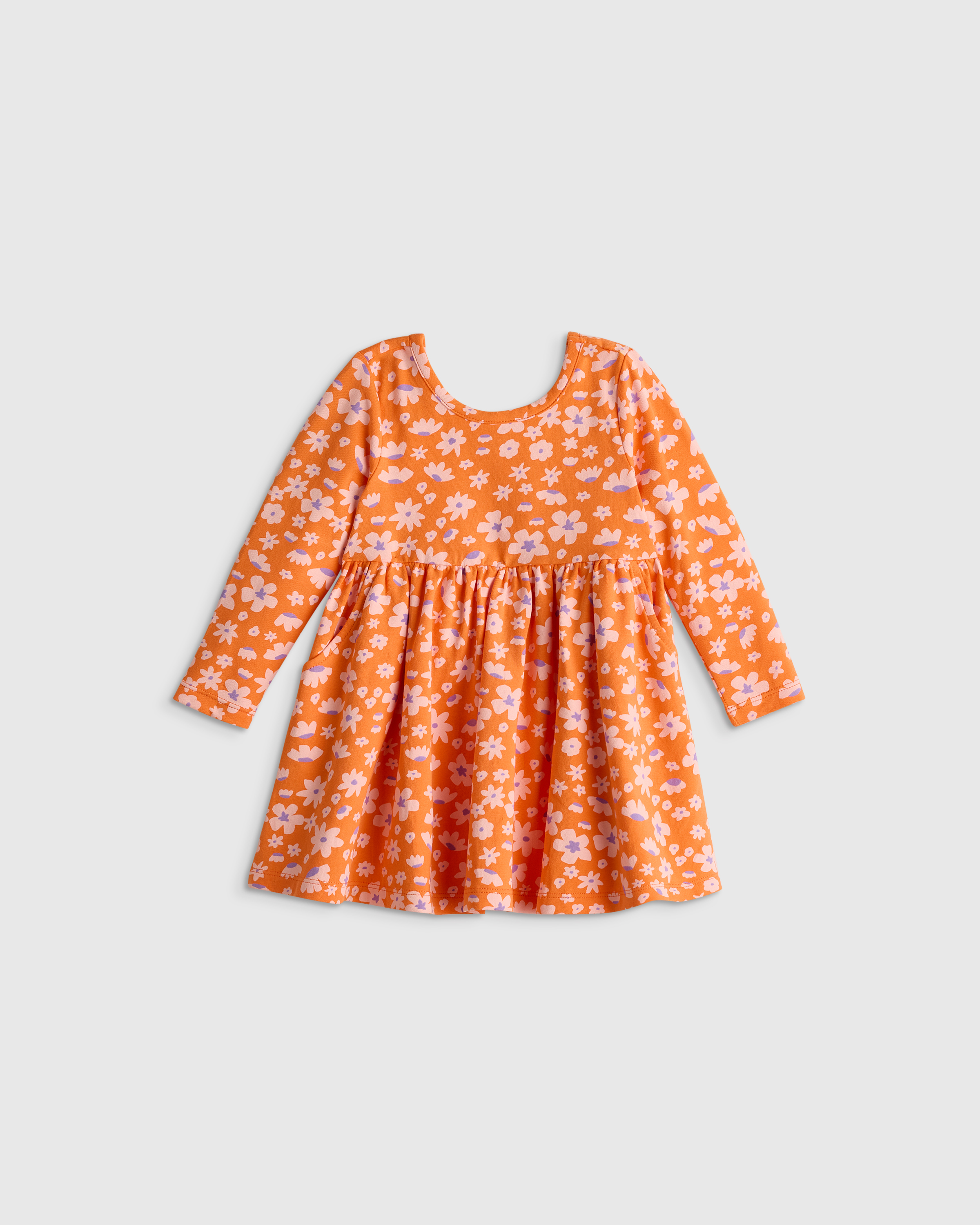 Orange Blossoms Organic Cotton Long Sleeve Skater Dress